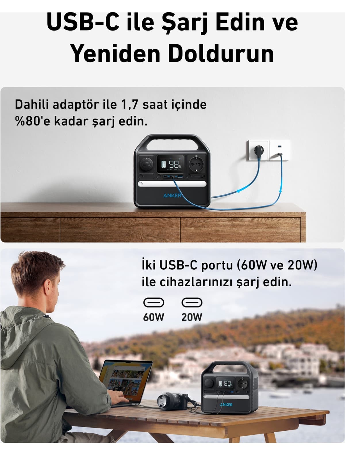 پاور استیشن Anker Solix 522 ظرفیت 320Wh توان 300W مدل A1721 پاور استیشن Anker Solix 522 ظرفیت 320Wh توان 300W مدل A1721
