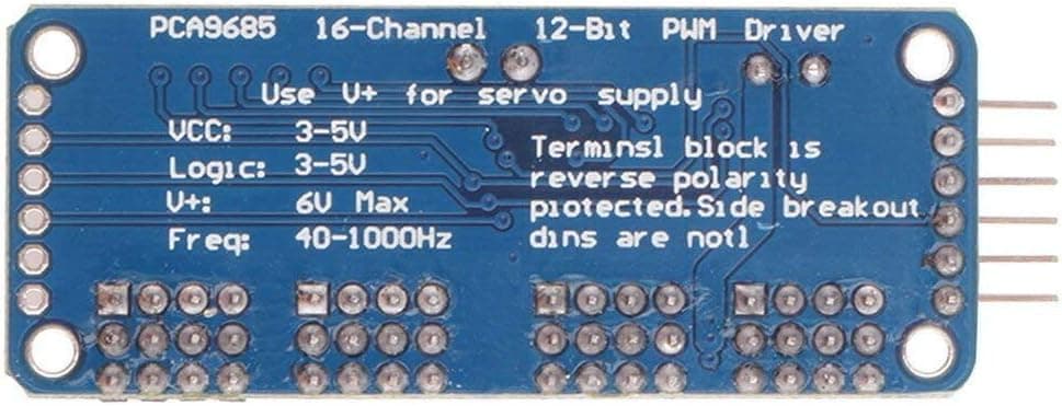 ماژول درایور موتور سروو HiLetgo مدل PCA9685، 16 کاناله 12-Bit PWM، مناسب Arduino، بسته 2 عددی ماژول درایور موتور سروو HiLetgo مدل PCA9685، 16 کاناله 12-Bit PWM، مناسب Arduino، بسته 2 عددی