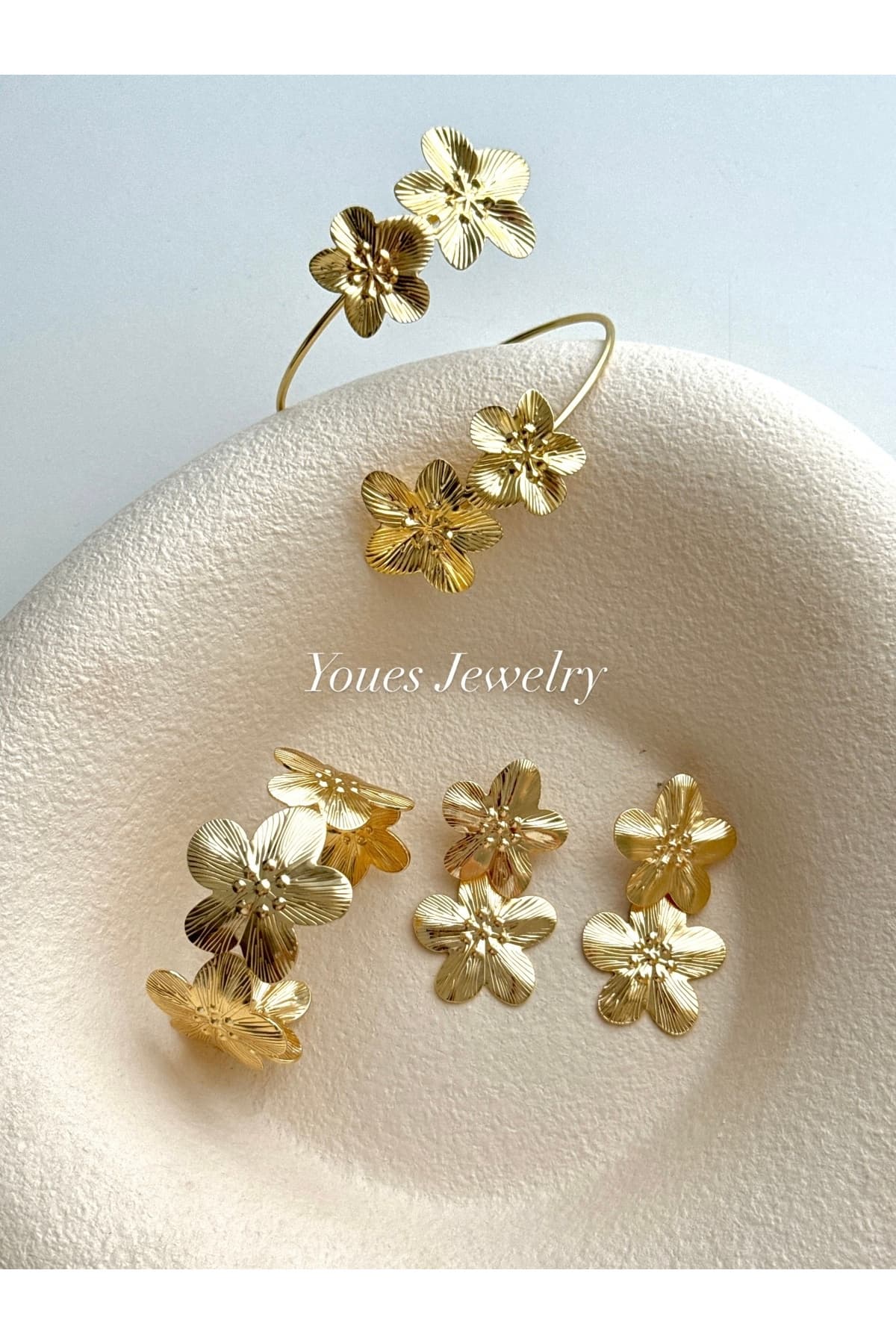 دستبند کاف یونیسکس YOUES JEWELRY فولادی طرح گل کلفت قابل تنظیم دستبند کاف یونیسکس YOUES JEWELRY فولادی طرح گل کلفت قابل تنظیم