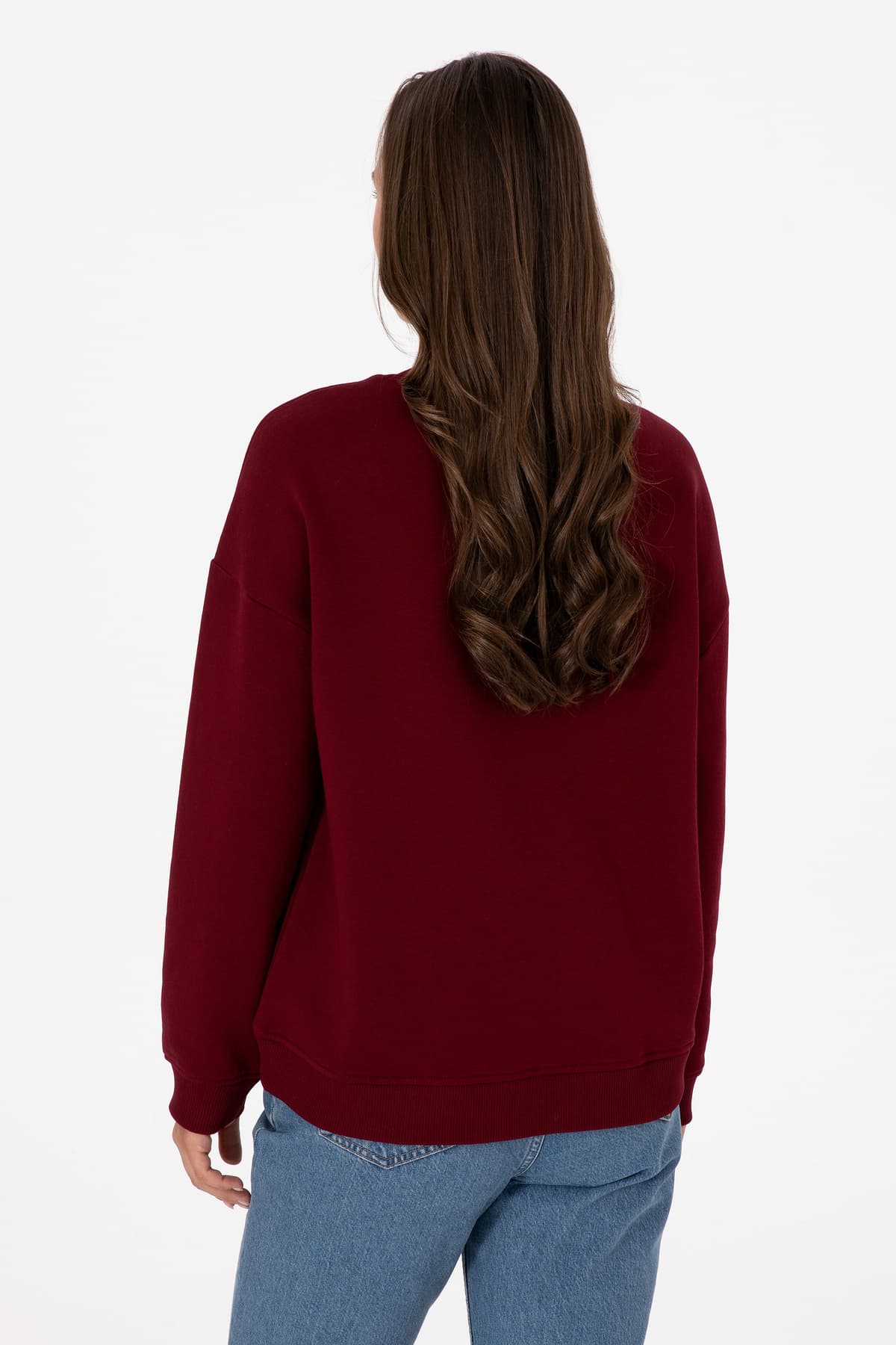 سویشرت زنانه U.S. Polo Assn. یقه گرد پرزدار زرشکی مدل 50313586-VR014 سویشرت زنانه U.S. Polo Assn. یقه گرد پرزدار زرشکی مدل 50313586-VR014