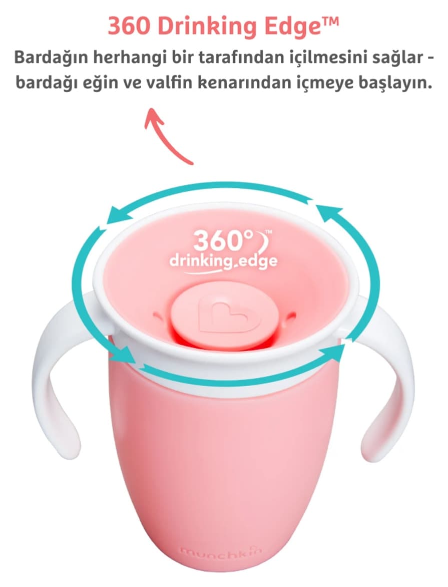 لیوان آموزشی 360 درجه Munchkin مناسب 6 ماه به بالا صورتی 207ml، 1 عدد لیوان آموزشی 360 درجه Munchkin مناسب 6 ماه به بالا صورتی 207ml، 1 عدد
