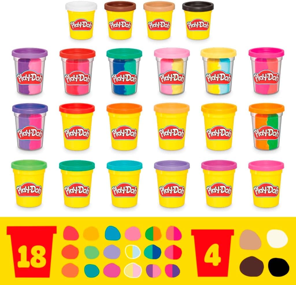 خمیر بازی کودکان دختر و پسر 2 سال به بالا Play-Doh بسته 22تایی رنگهای متنوع با قوطیهای 2 و 4 Ounce خمیر بازی کودکان دختر و پسر 2 سال به بالا Play-Doh بسته 22تایی رنگهای متنوع با قوطیهای 2 و 4 Ounce