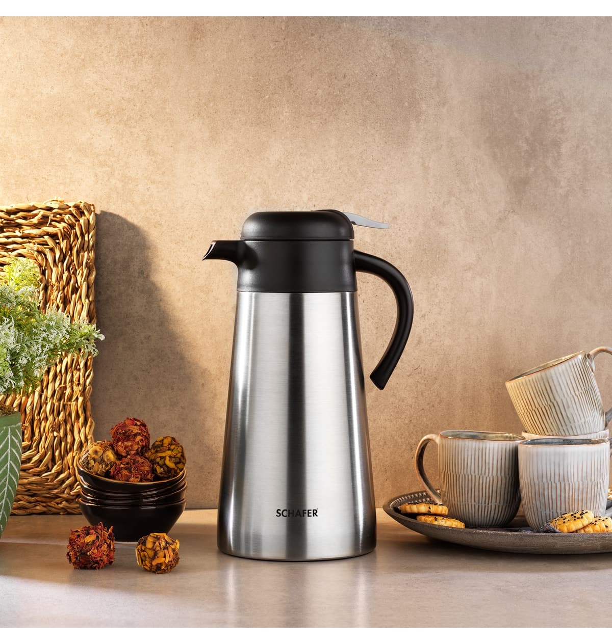 فلاسک Schafer نقرهای استیل 2 L Kitchenhouse فلاسک Schafer نقرهای استیل 2 L Kitchenhouse