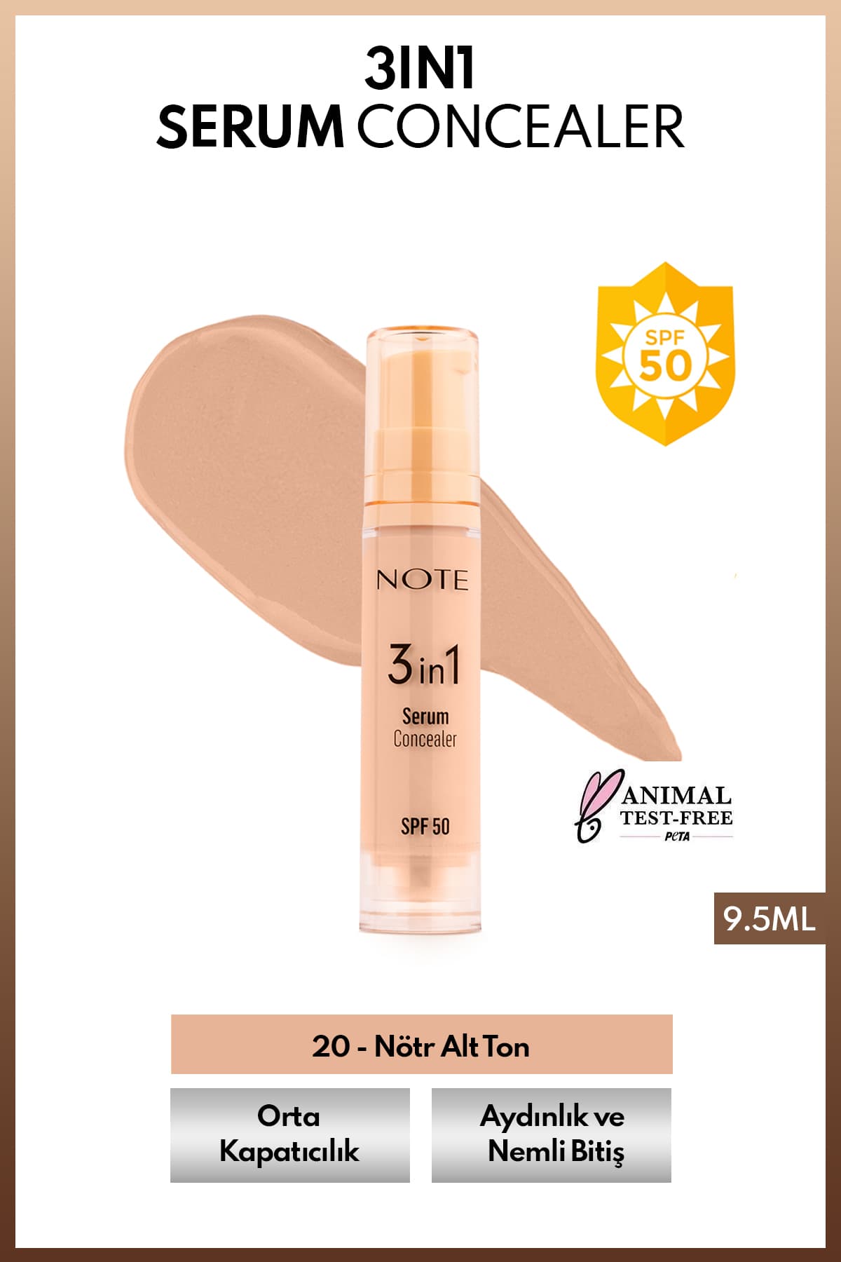 کانسیلر Note Cosmetics سرم ۳ در ۱ SPF 50 مدل 20 بژ متوسط کانسیلر Note Cosmetics سرم ۳ در ۱ SPF 50 مدل 20 بژ متوسط