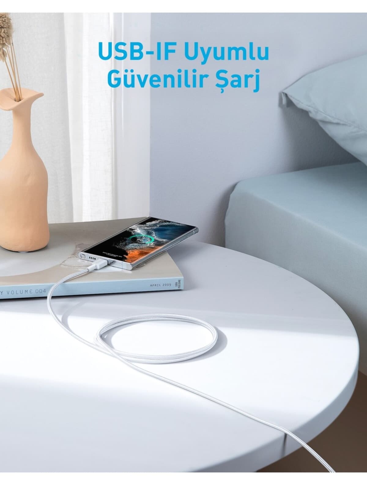 کابل Anker 322 PowerLine USB-C به USB-C بافتهشده 3ft/0.9m 60W سفید مدل A81F5 کابل Anker 322 PowerLine USB-C به USB-C بافتهشده 3ft/0.9m 60W سفید مدل A81F5