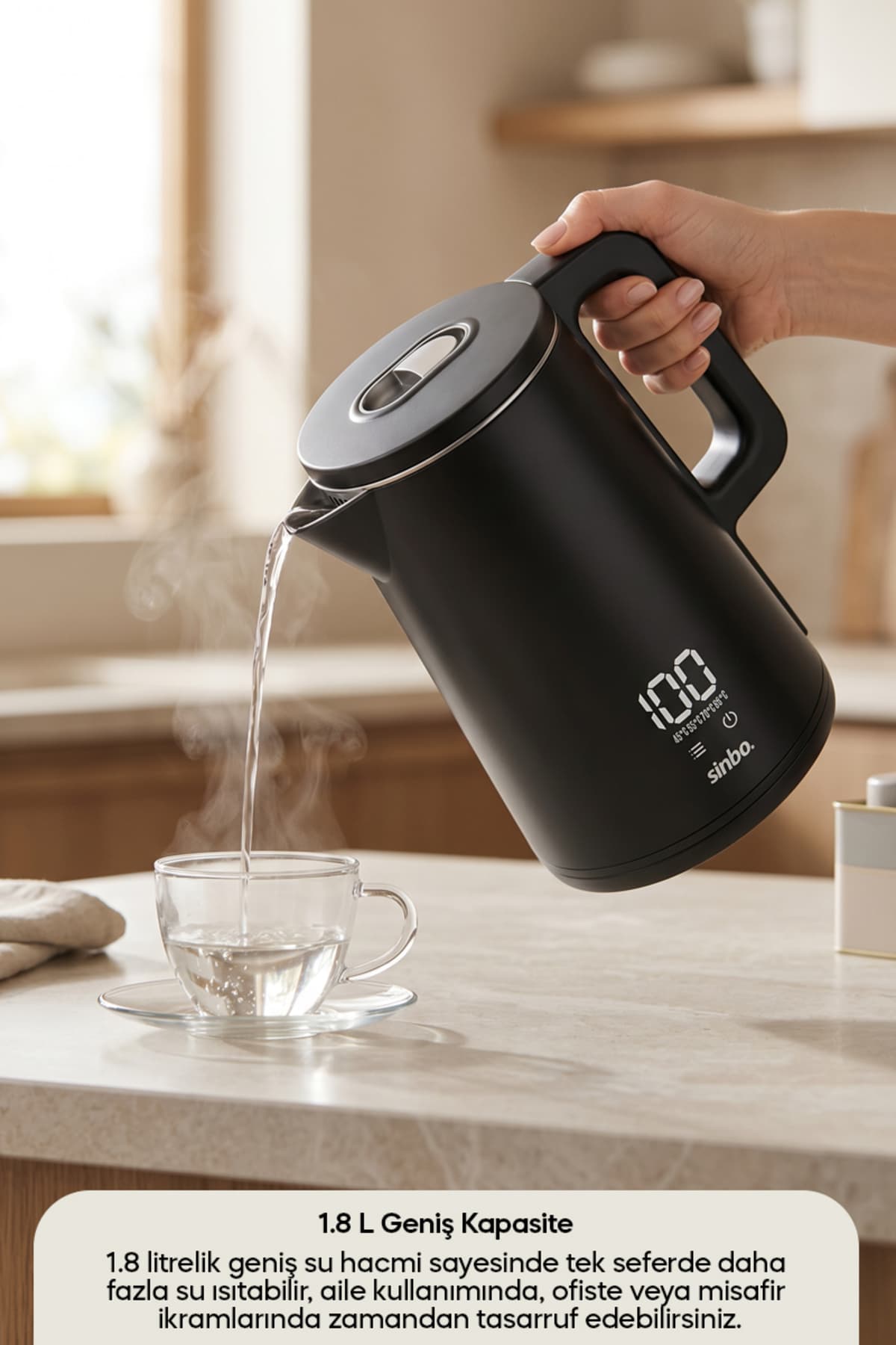 کتری برقی Sinbo دیجیتال لمسی 1.8 L با تنظیم دما مدل SK-8042 کتری برقی Sinbo دیجیتال لمسی 1.8 L با تنظیم دما مدل SK-8042