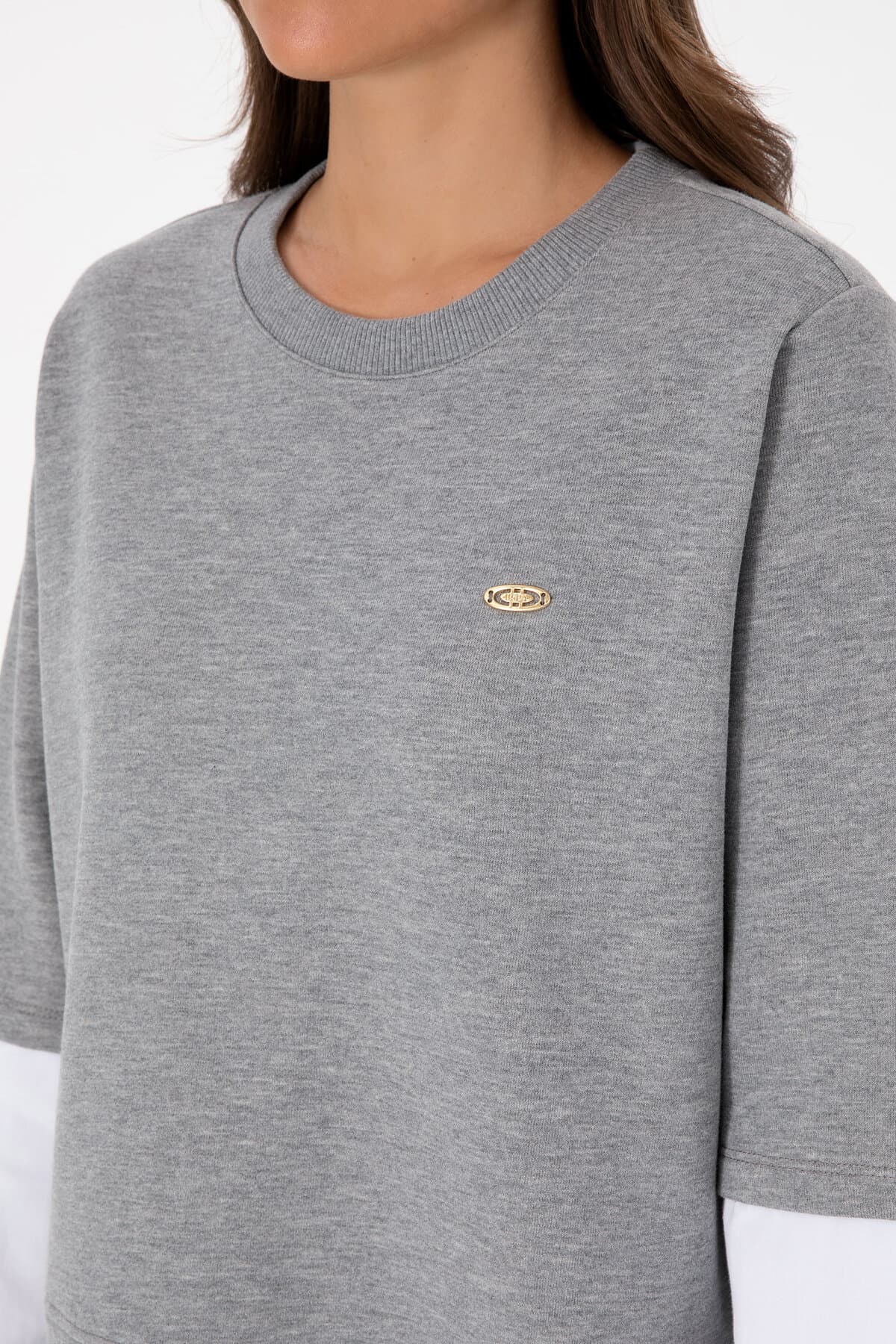سوئیشرت زنانه U.S. Polo Assn. خاکستری ملانژ یقه گرد مدل 50315303-VR086 سوئیشرت زنانه U.S. Polo Assn. خاکستری ملانژ یقه گرد مدل 50315303-VR086