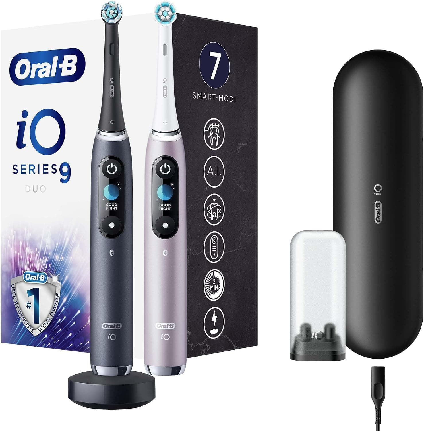 مسواک برقی شارژی Oral-B ست 2 عددی سیاه/صورتی مدل iO 9 مسواک برقی شارژی Oral-B ست 2 عددی سیاه/صورتی مدل iO 9