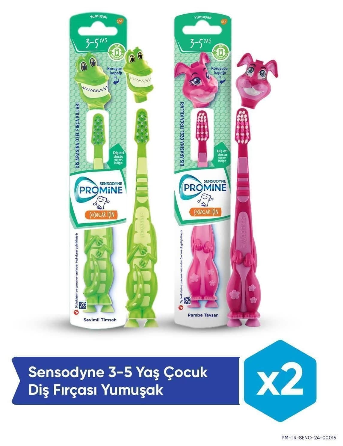 مسواک کودک ۳ تا ۵ ساله Sensodyne Promine نرم طرح تمساح و خرگوش ۲ عدد مسواک کودک ۳ تا ۵ ساله Sensodyne Promine نرم طرح تمساح و خرگوش ۲ عدد