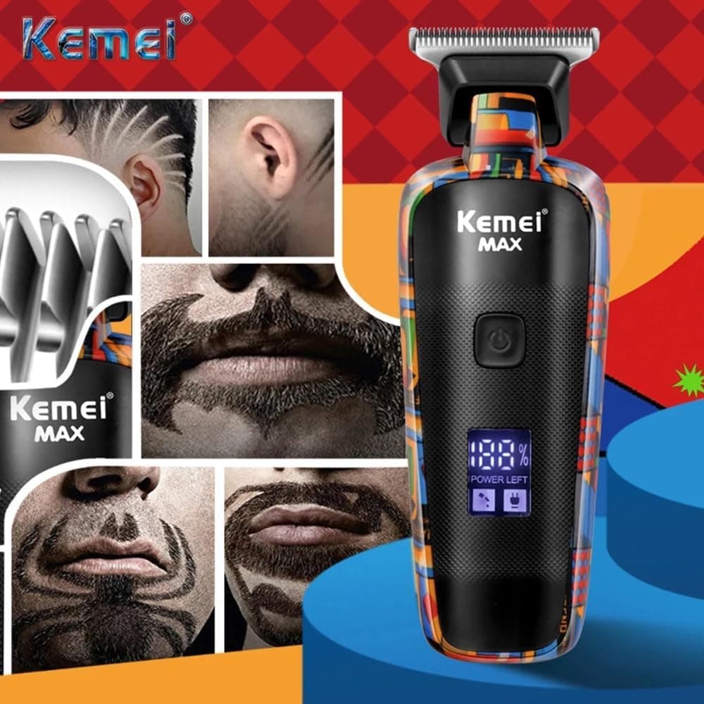 ماشین اصلاح موی سر و صورت مردانه KEMEI بیسیم و شارژی با نمایشگر LCD مدل KM-MAX5090 ماشین اصلاح موی سر و صورت مردانه KEMEI بیسیم و شارژی با نمایشگر LCD مدل KM-MAX5090