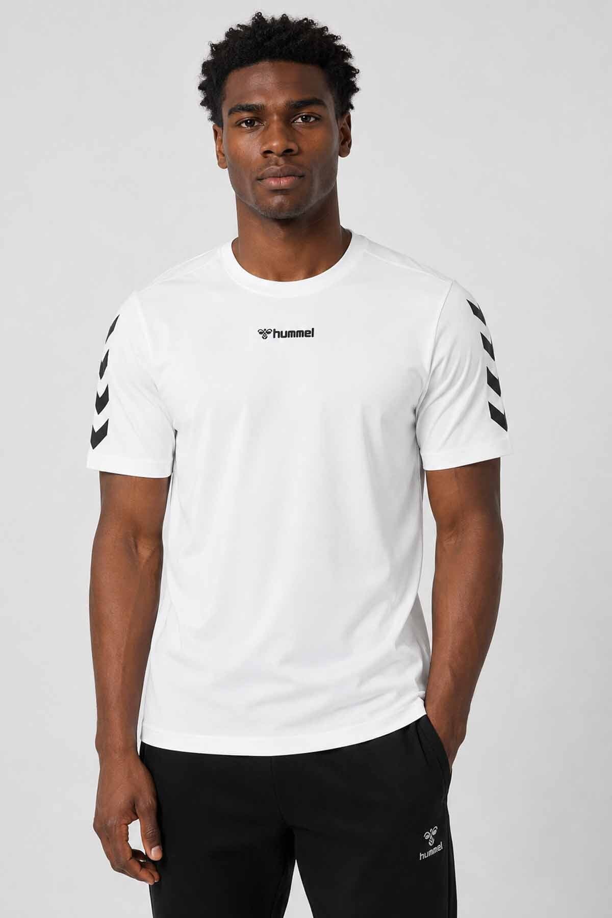 تیشرت ورزشی مردانه hummel سفید با ۹۵٪ پنبه و ۵٪ الاستان تیشرت ورزشی مردانه hummel سفید با ۹۵٪ پنبه و ۵٪ الاستان