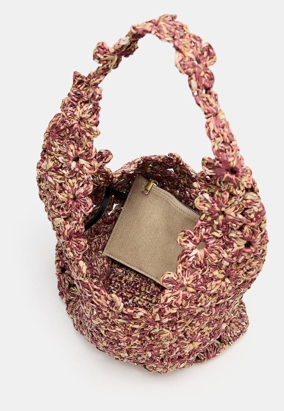 کیف کیسهای زنانه Zara حصیری صورتی سایز استاندارد کیف کیسهای زنانه Zara حصیری صورتی سایز استاندارد