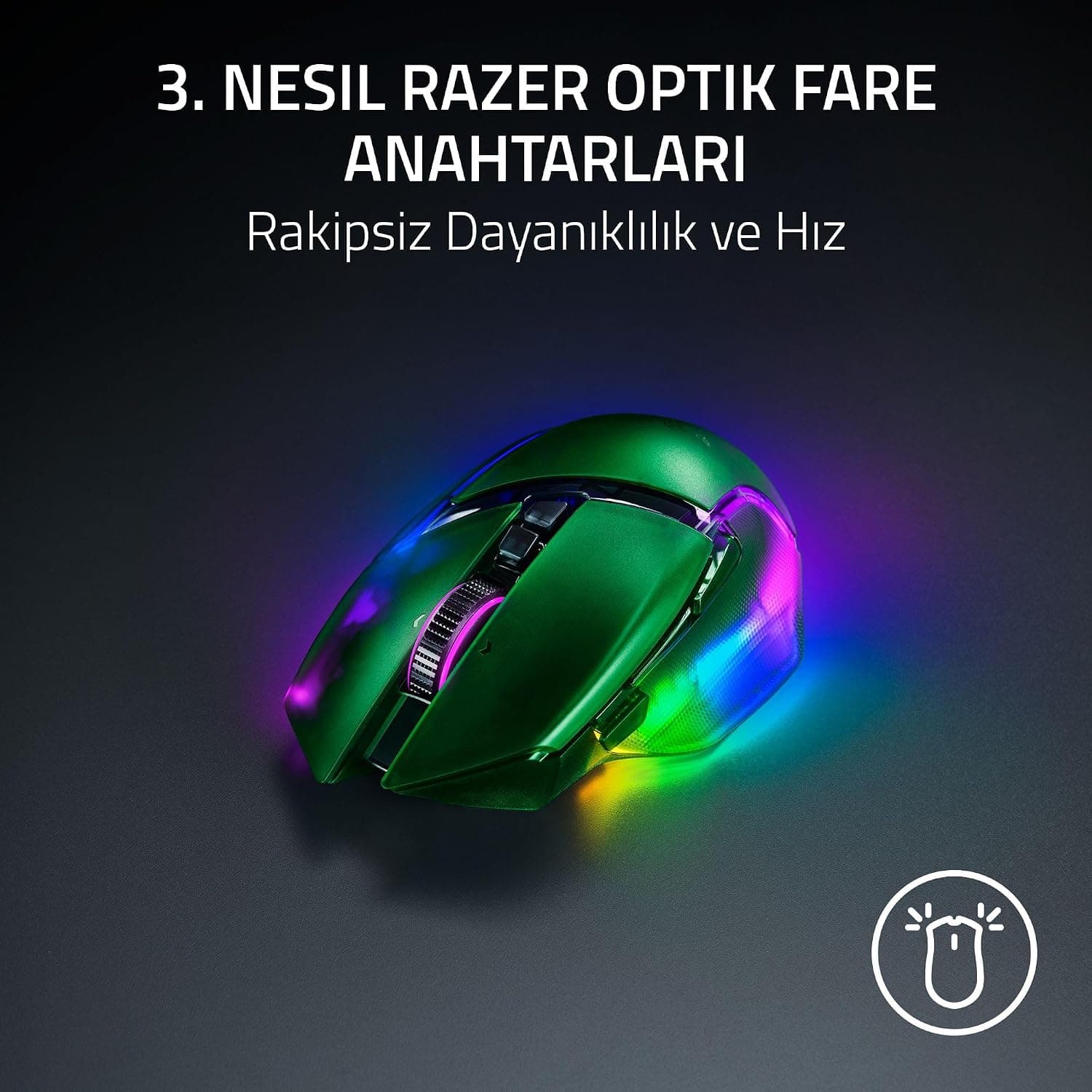 ماوس بازی بیسیم ارگونومیک RGB Razer مدل Basilisk V3 Pro 35K با چرخ 4 جهته، حسگر 35K DPI و 13 دکمه، سبز فانتوم ماوس بازی بیسیم ارگونومیک RGB Razer مدل Basilisk V3 Pro 35K با چرخ 4 جهته، حسگر 35K DPI و 13 دکمه، سبز فانتوم