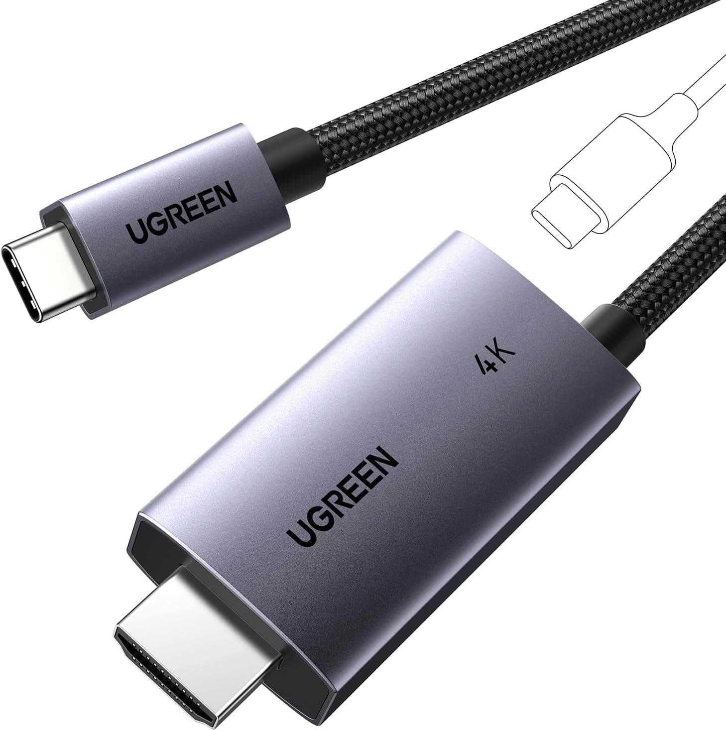 کابل USB C به HDMI چهارکی UGREEN با شارژ سریع PD 100W مدل 2M کابل USB C به HDMI چهارکی UGREEN با شارژ سریع PD 100W مدل 2M