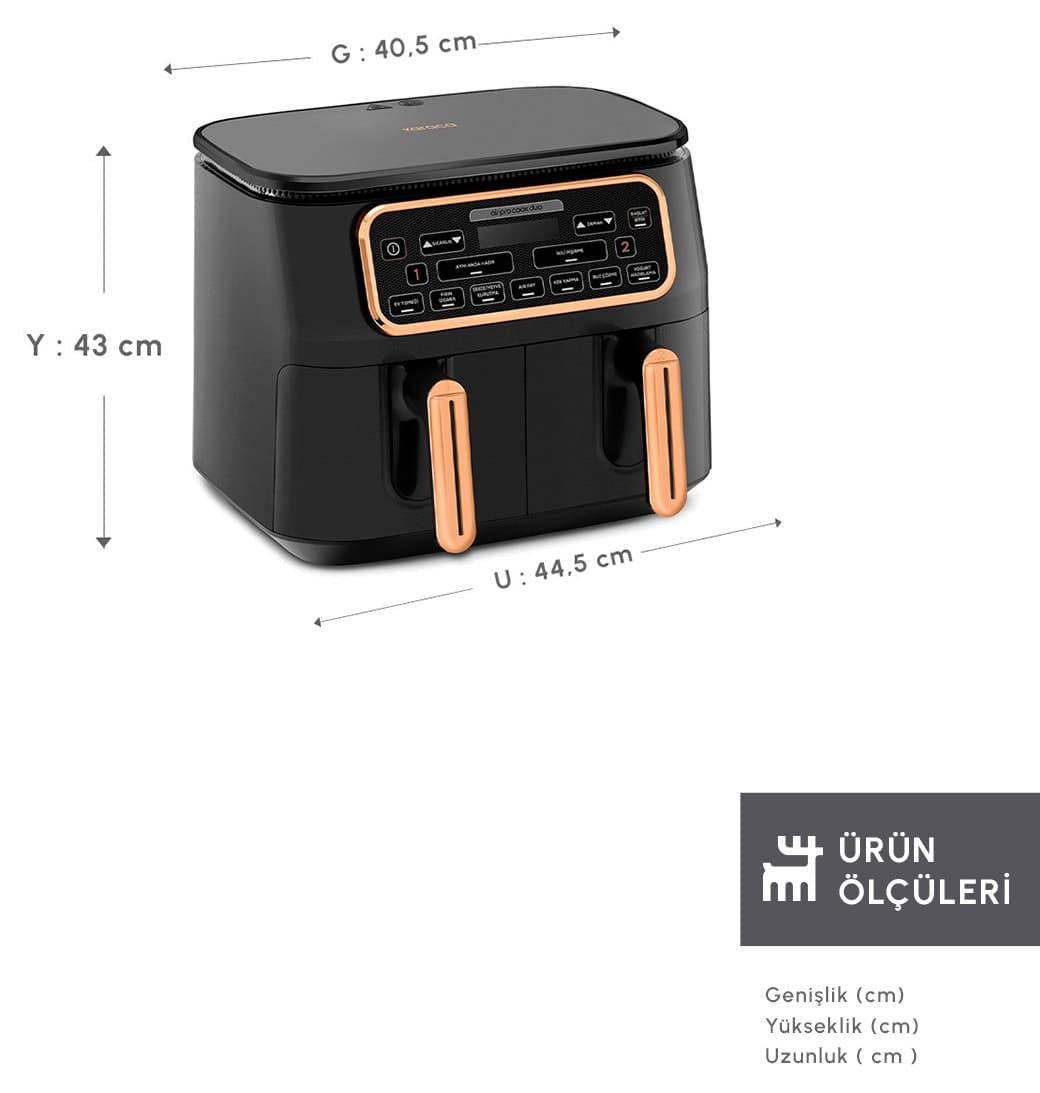 ایرفرایر Karaca Air Pro Cook Duo ظرفیت 4+4 لیتر XXXL ۸ نفره Black Cooper ایرفرایر Karaca Air Pro Cook Duo ظرفیت 4+4 لیتر XXXL ۸ نفره Black Cooper