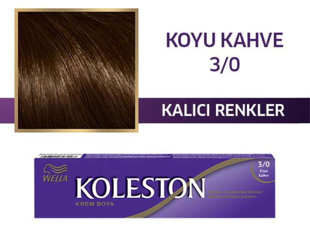 رنگ مو زنانه Wella تک تیوب قهوهای تیره Koleston 3/0 رنگ مو زنانه Wella تک تیوب قهوهای تیره Koleston 3/0