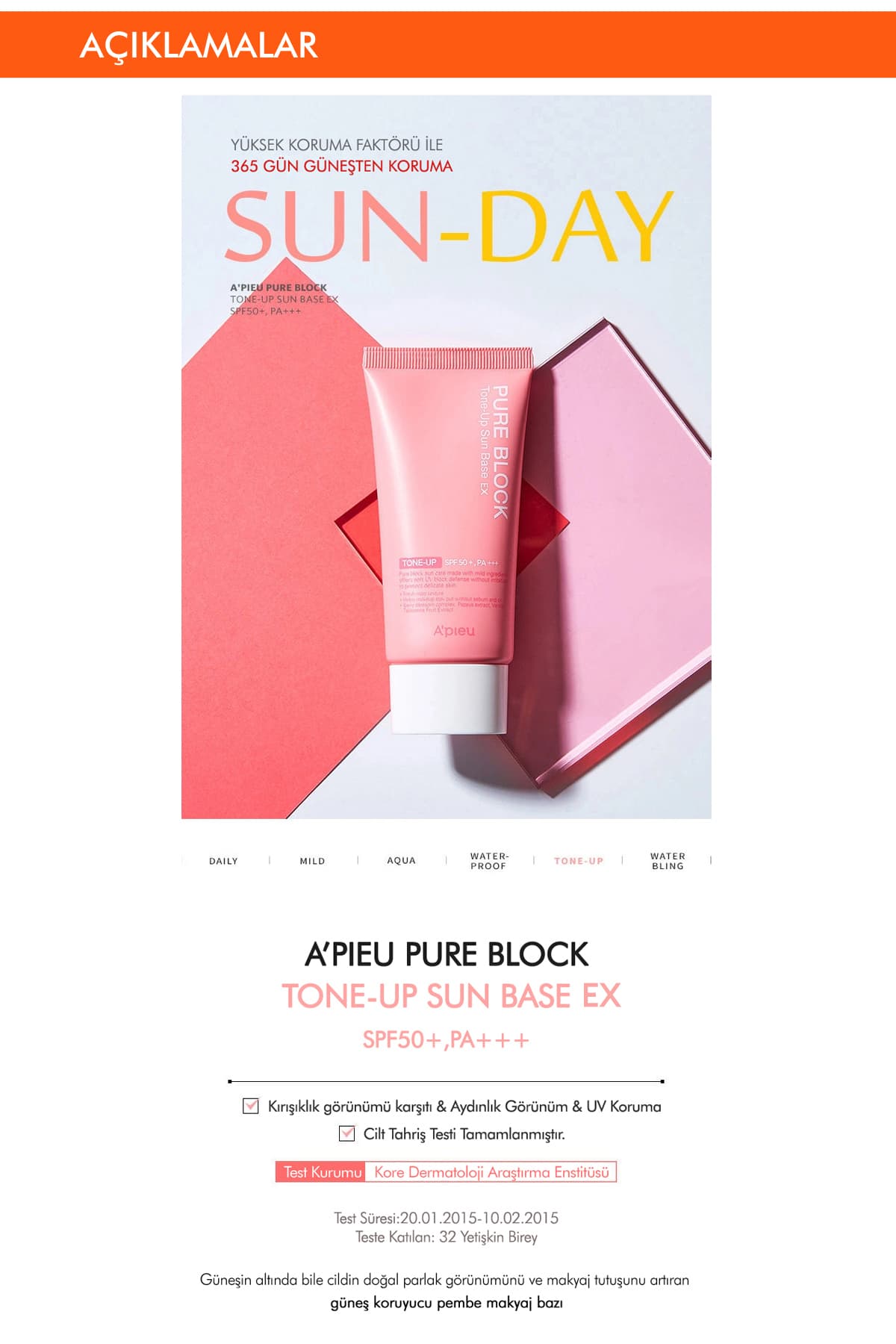 ضدآفتاب Missha A'PIEU Pure Block Tone-Up Sun Base EX SPF50+/PA+++ 50ml ضدآفتاب Missha A'PIEU Pure Block Tone-Up Sun Base EX SPF50+/PA+++ 50ml