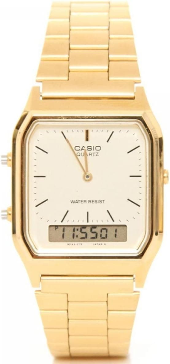 ساعت مچی مردانه Casio با صفحه و بند طلایی مدل AQ-230GA-9DMQ ساعت مچی مردانه Casio با صفحه و بند طلایی مدل AQ-230GA-9DMQ