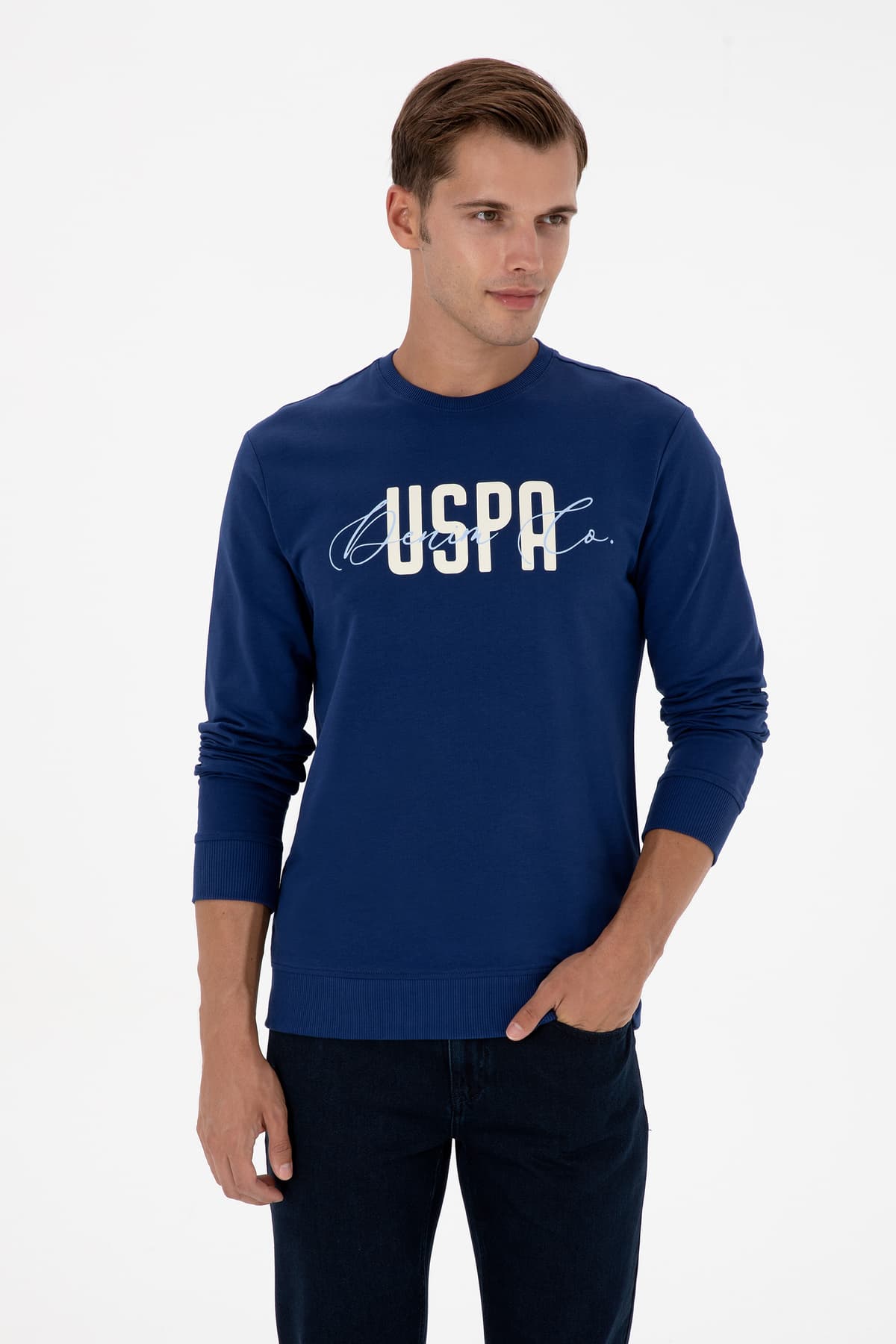 سوئیشرت مردانه U.S. Polo Assn. فیت معمولی یقه گرد ایندیگو نازک مدل 50315570-VR028 سوئیشرت مردانه U.S. Polo Assn. فیت معمولی یقه گرد ایندیگو نازک مدل 50315570-VR028
