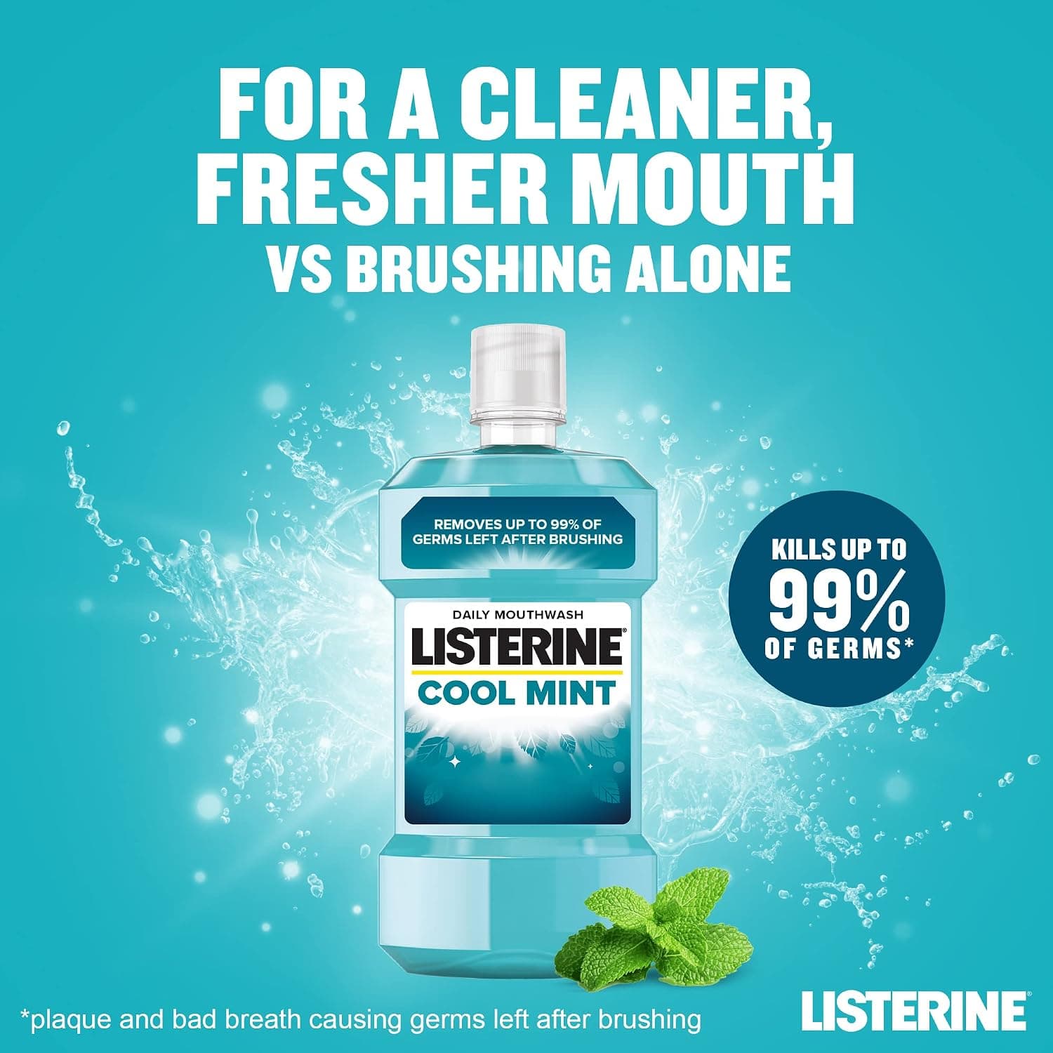 دهانشویه Listerine با طعم نعناع خنک، 6X 500ml، آبی دهانشویه Listerine با طعم نعناع خنک، 6X 500ml، آبی