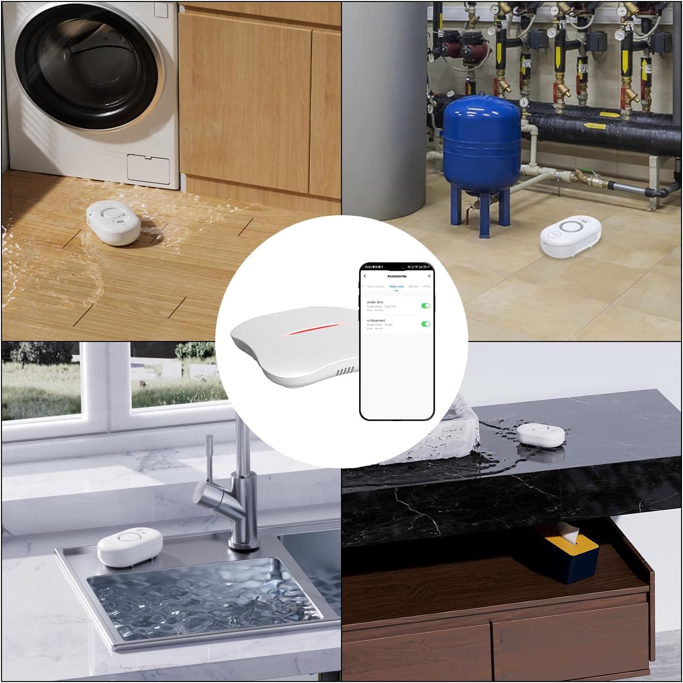 آشکارساز نشتی آب WiFi METAK اعلان اپلیکیشن ۱ گیتوی + ۶ سنسور مدل WD61 آشکارساز نشتی آب WiFi METAK اعلان اپلیکیشن ۱ گیتوی + ۶ سنسور مدل WD61