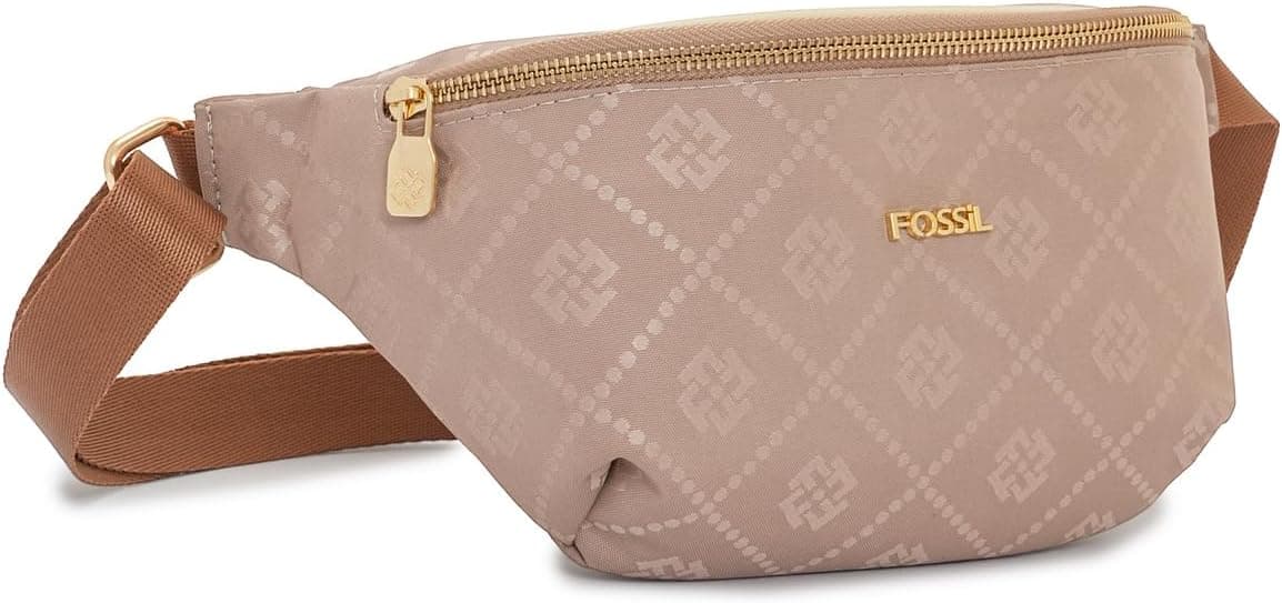 کیف کمری زنانه Fossil قهوهای خاکستری با جزئیات طرحدار و یراق طلایی کیف کمری زنانه Fossil قهوهای خاکستری با جزئیات طرحدار و یراق طلایی