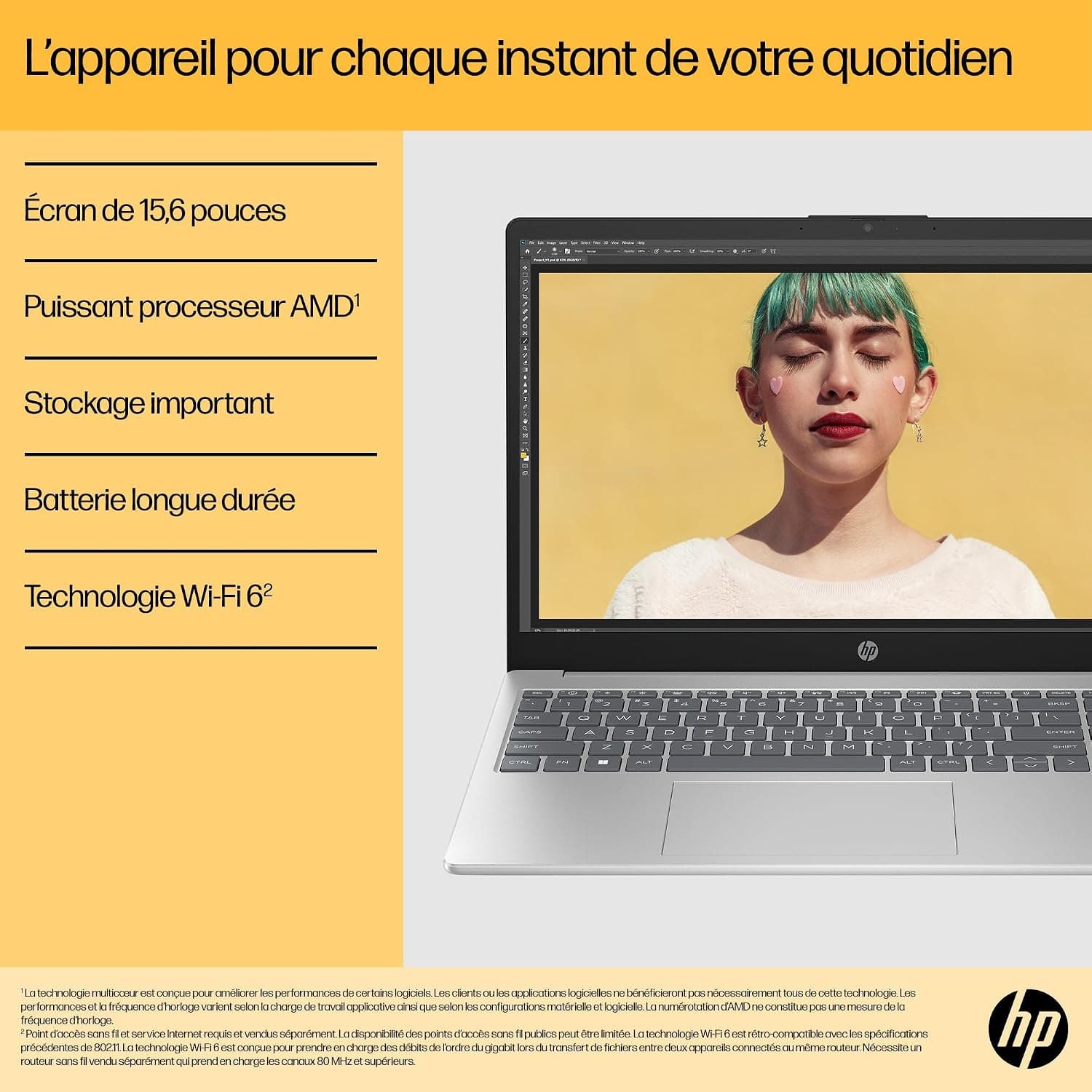لپتاپ HP مدل 15-fc0005sf، 15.6 اینچ FHD، نقرهای لپتاپ HP مدل 15-fc0005sf، 15.6 اینچ FHD، نقرهای