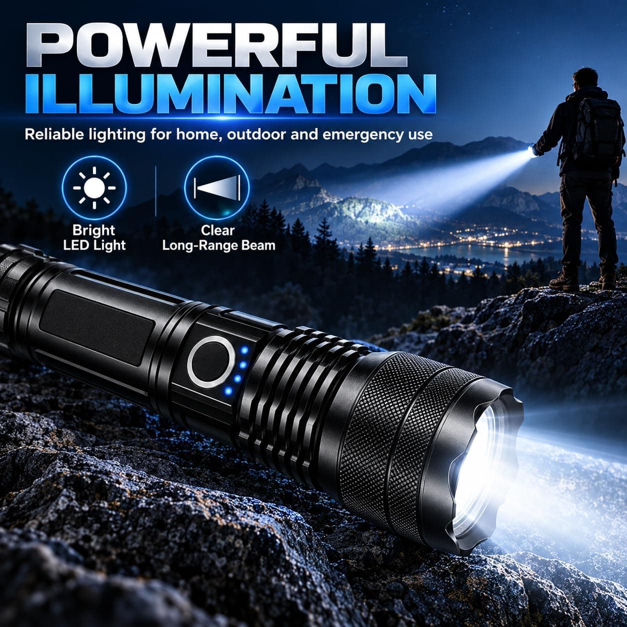 چراغقوه شارژی LED MSATECH زومدار و ضدآب 150000 Lumens چراغقوه شارژی LED MSATECH زومدار و ضدآب 150000 Lumens