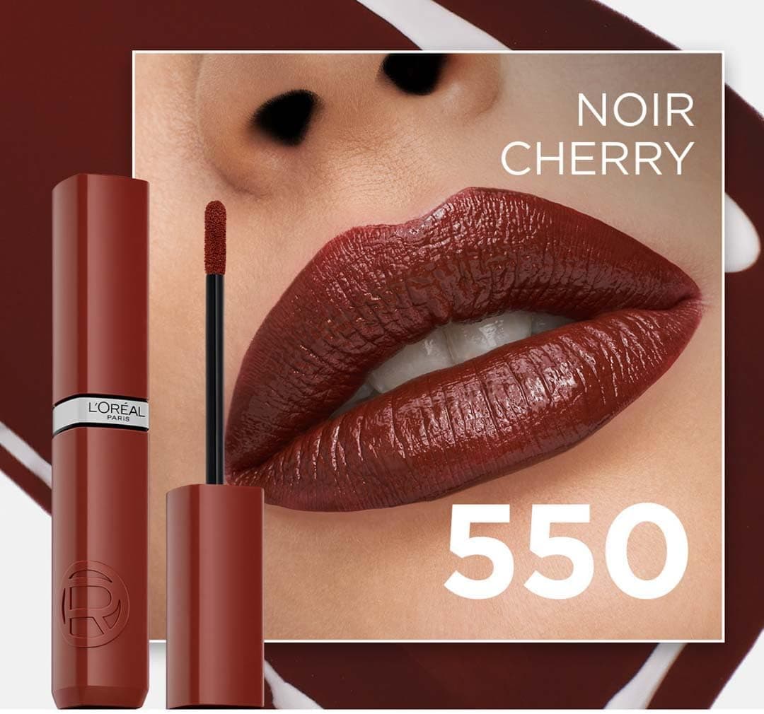 رژ لب مایع براق L'Oreal Paris Infaillible Laque Resistance مدل 550 Noir Cherry رژ لب مایع براق L'Oreal Paris Infaillible Laque Resistance مدل 550 Noir Cherry