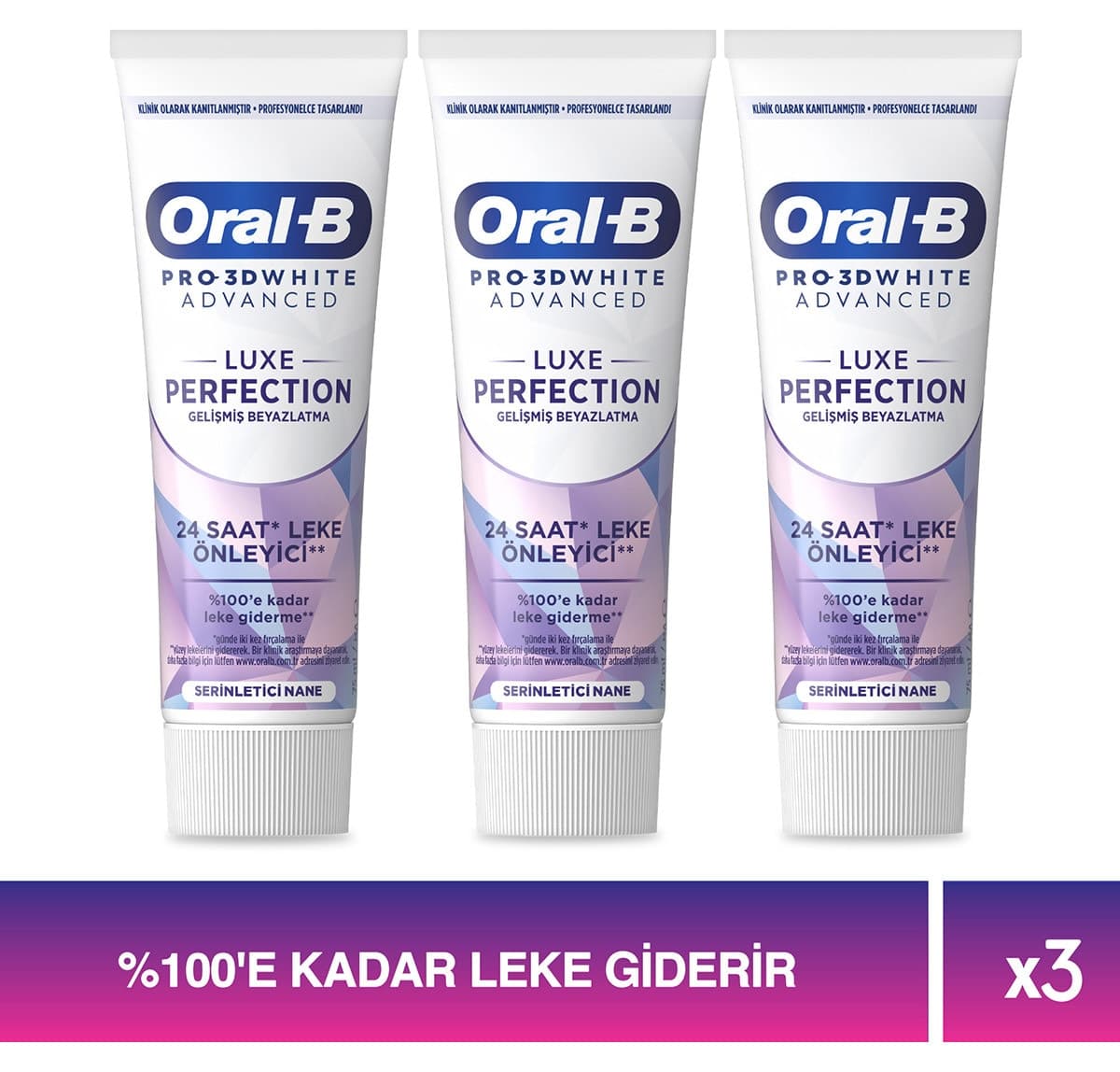 خمیر دندان Oral-B Pro 3D White Advanced Luxe Perfection 75 ml x 3 خمیر دندان Oral-B Pro 3D White Advanced Luxe Perfection 75 ml x 3