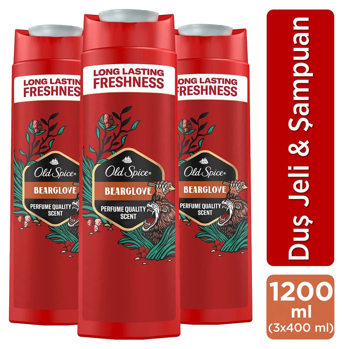 ژل دوش و شامپو مردانه Old Spice 3 در 1 Bearglove 400 ml x3 ژل دوش و شامپو مردانه Old Spice 3 در 1 Bearglove 400 ml x3