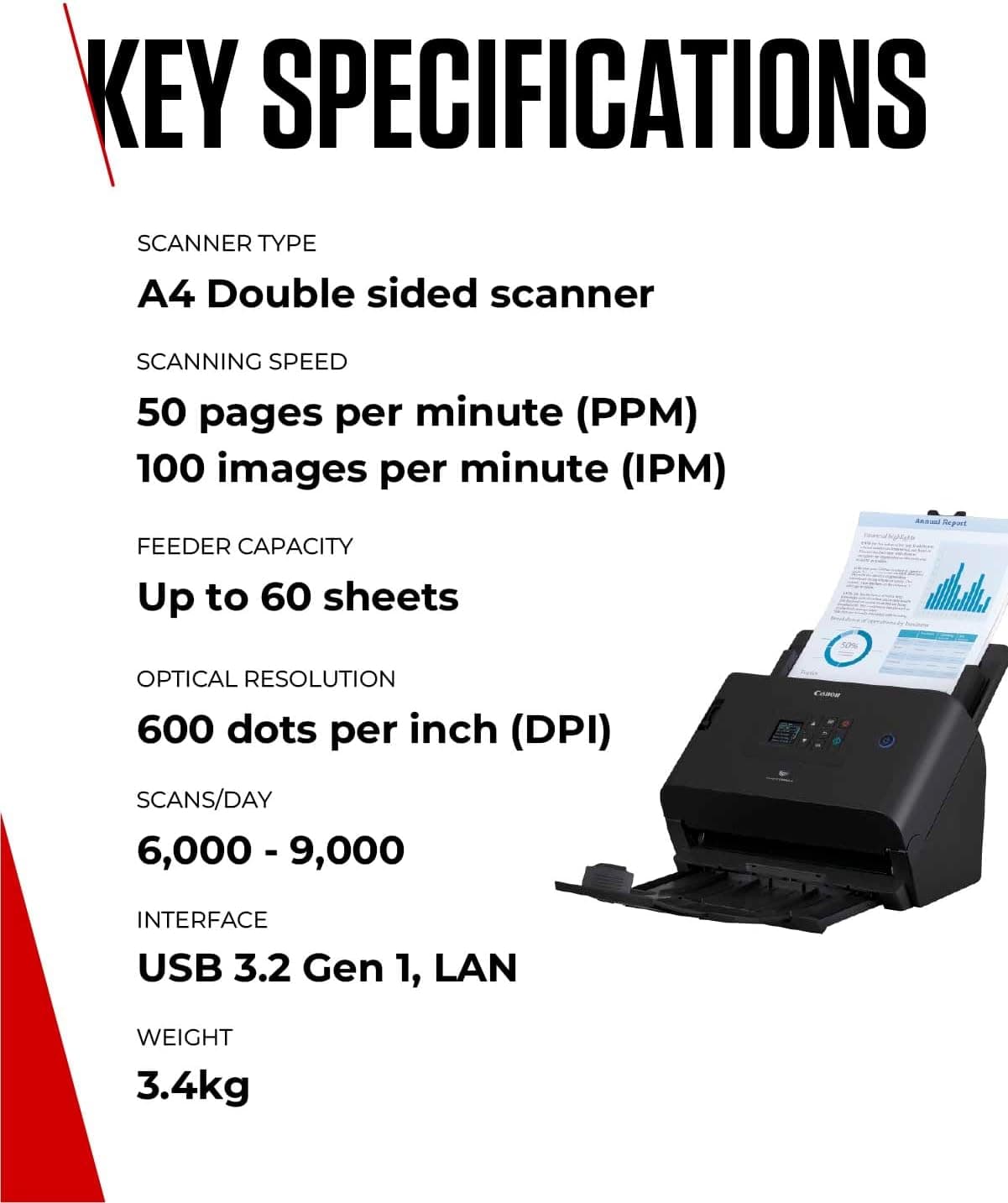 اسکنر Canon A4 50ppm 60 ADF LAN USB3.2 مدل DR-S250N اسکنر Canon A4 50ppm 60 ADF LAN USB3.2 مدل DR-S250N