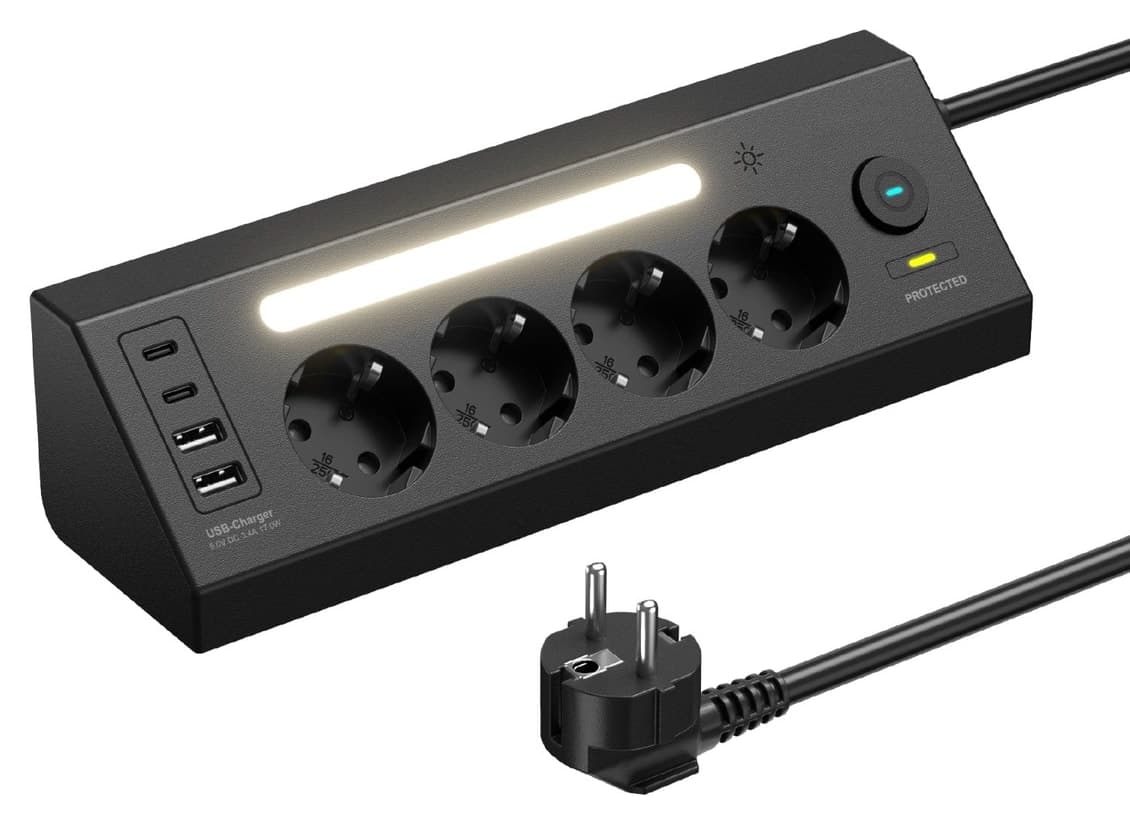 چندراهی برق Fulltech دارای چراغ شب و محافظ جریان مدل FTR-22 مشکی چندراهی برق Fulltech دارای چراغ شب و محافظ جریان مدل FTR-22 مشکی