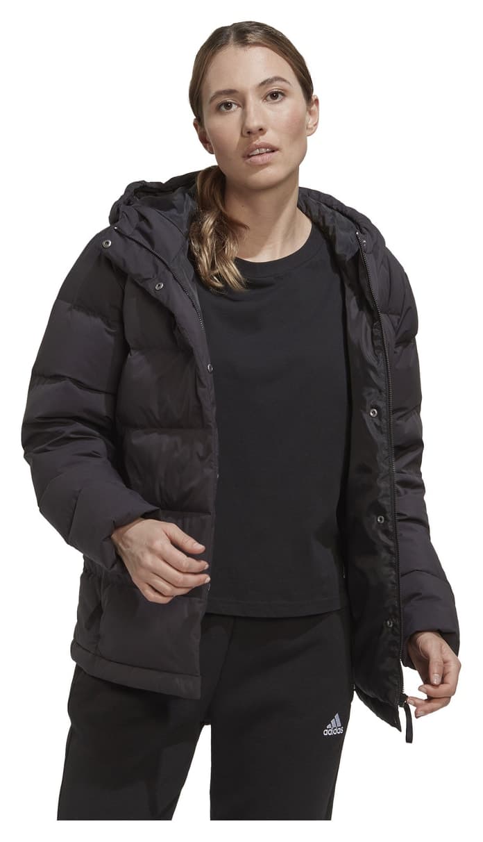 مانتو زنانه پرِ دار مشکی adidas مدل HN5641 مانتو زنانه پرِ دار مشکی adidas مدل HN5641