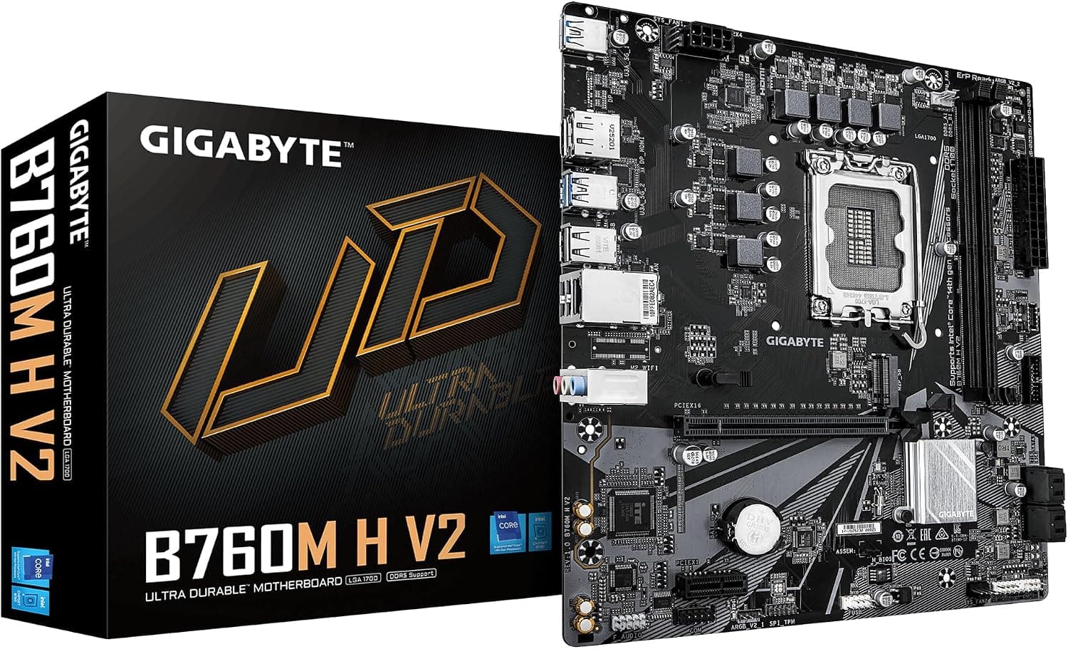مادربرد GIGABYTE با حافظه DDR5 8000MHz OC و سوکت LGA1700 مدل B760M-H-V2 مادربرد GIGABYTE با حافظه DDR5 8000MHz OC و سوکت LGA1700 مدل B760M-H-V2