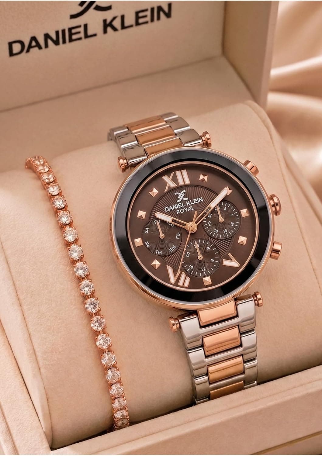 ساعت مچی زنانه Daniel Klein رز گلد نقرهای بند فولادی Chronograph ساعت مچی زنانه Daniel Klein رز گلد نقرهای بند فولادی Chronograph
