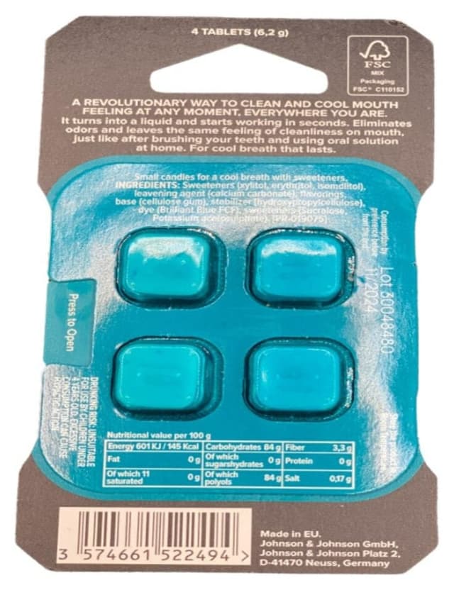 قرص جویدنی Listerine Go! Tabs طعم نعنا Clean Mint بسته 4 تایی قرص جویدنی Listerine Go! Tabs طعم نعنا Clean Mint بسته 4 تایی