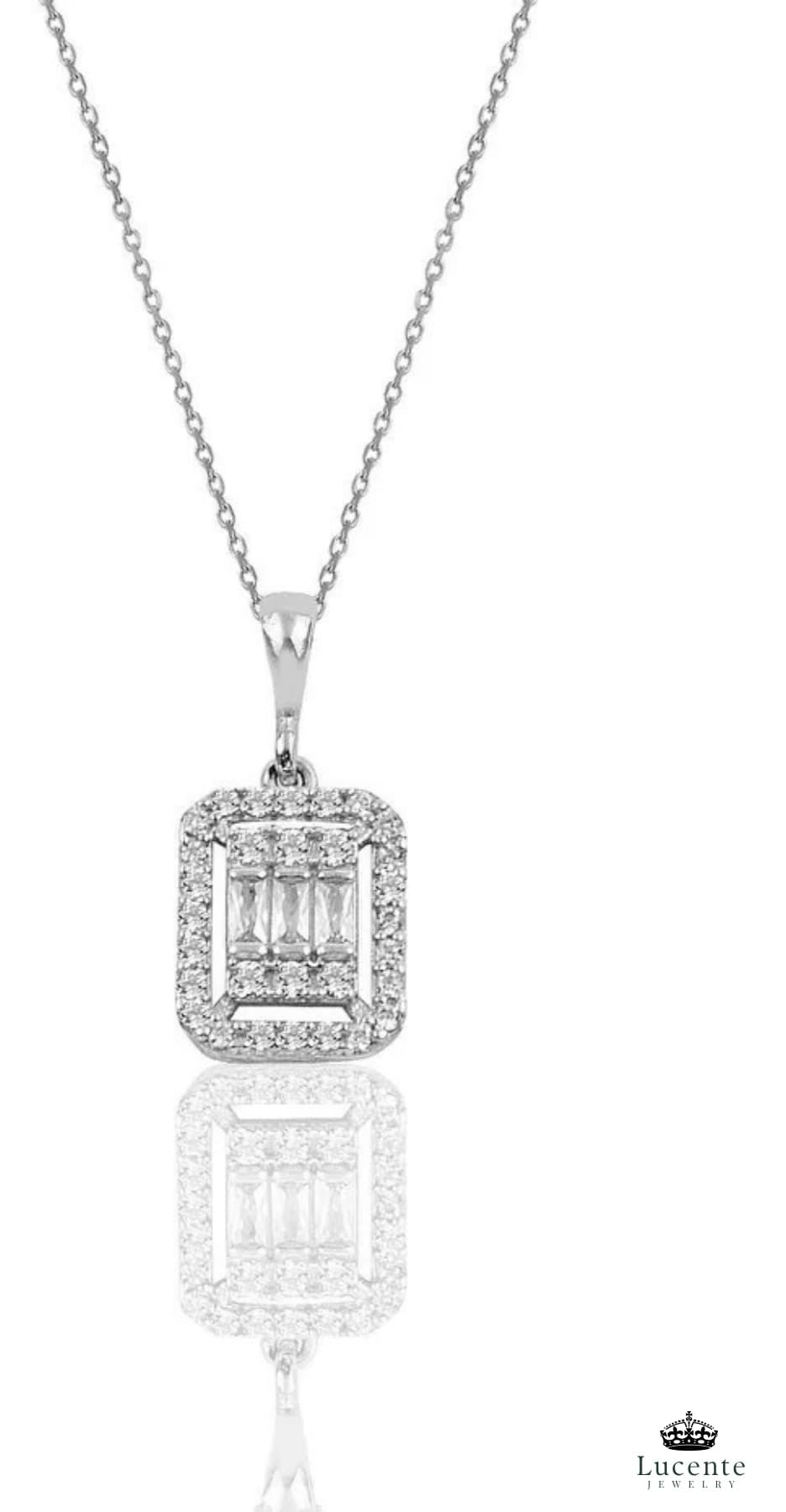 ست گردنبند و گوشواره زنانه Lucente Jewellery نقره 925 باگت ست گردنبند و گوشواره زنانه Lucente Jewellery نقره 925 باگت