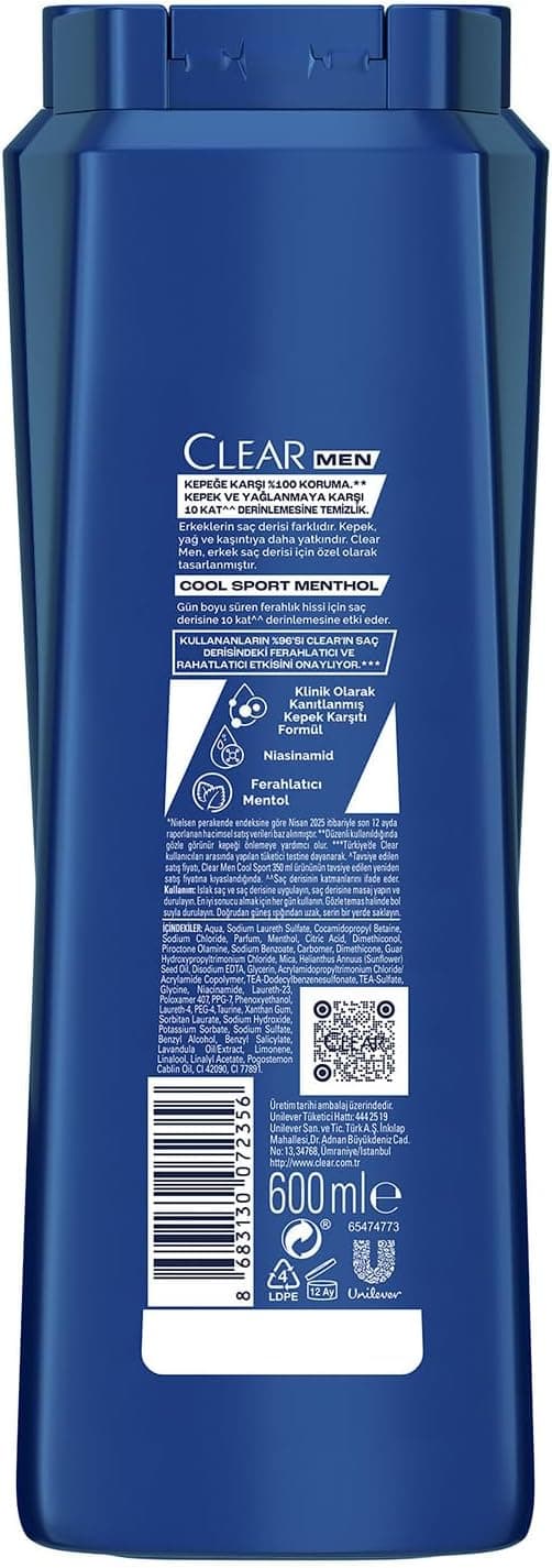 شامپو مردانه Clear ضد شوره Cool Sport Menthol 600 ml شامپو مردانه Clear ضد شوره Cool Sport Menthol 600 ml