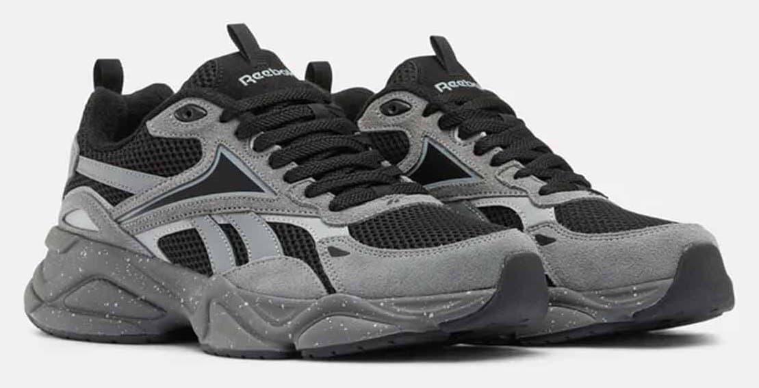 کفش اسنیکر مردانه Reebok خاکستری مشکی زیره ضخیم توری مدل Charge Run کفش اسنیکر مردانه Reebok خاکستری مشکی زیره ضخیم توری مدل Charge Run