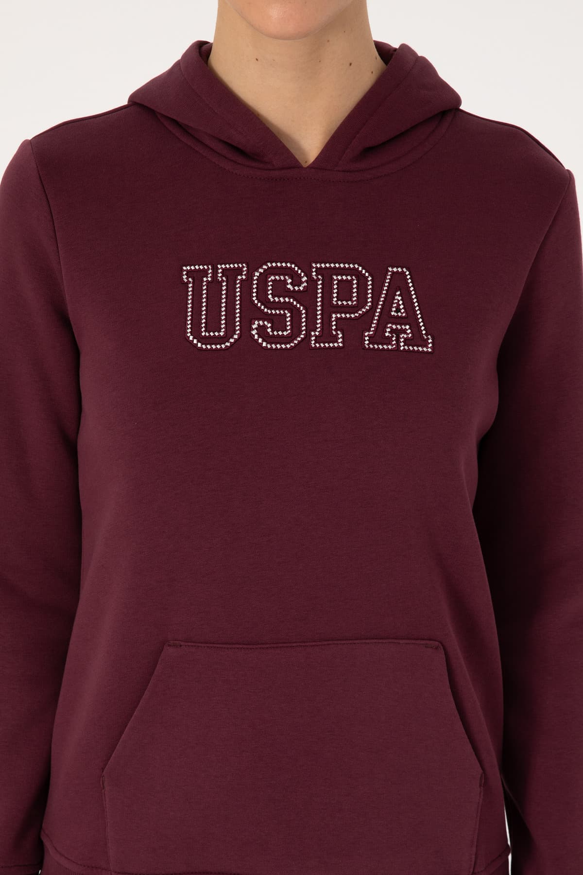 سوئیشرت زنانه U.S. Polo Assn. کلاهدار زرشکی کرکی مدل 50313566-VR177 سوئیشرت زنانه U.S. Polo Assn. کلاهدار زرشکی کرکی مدل 50313566-VR177