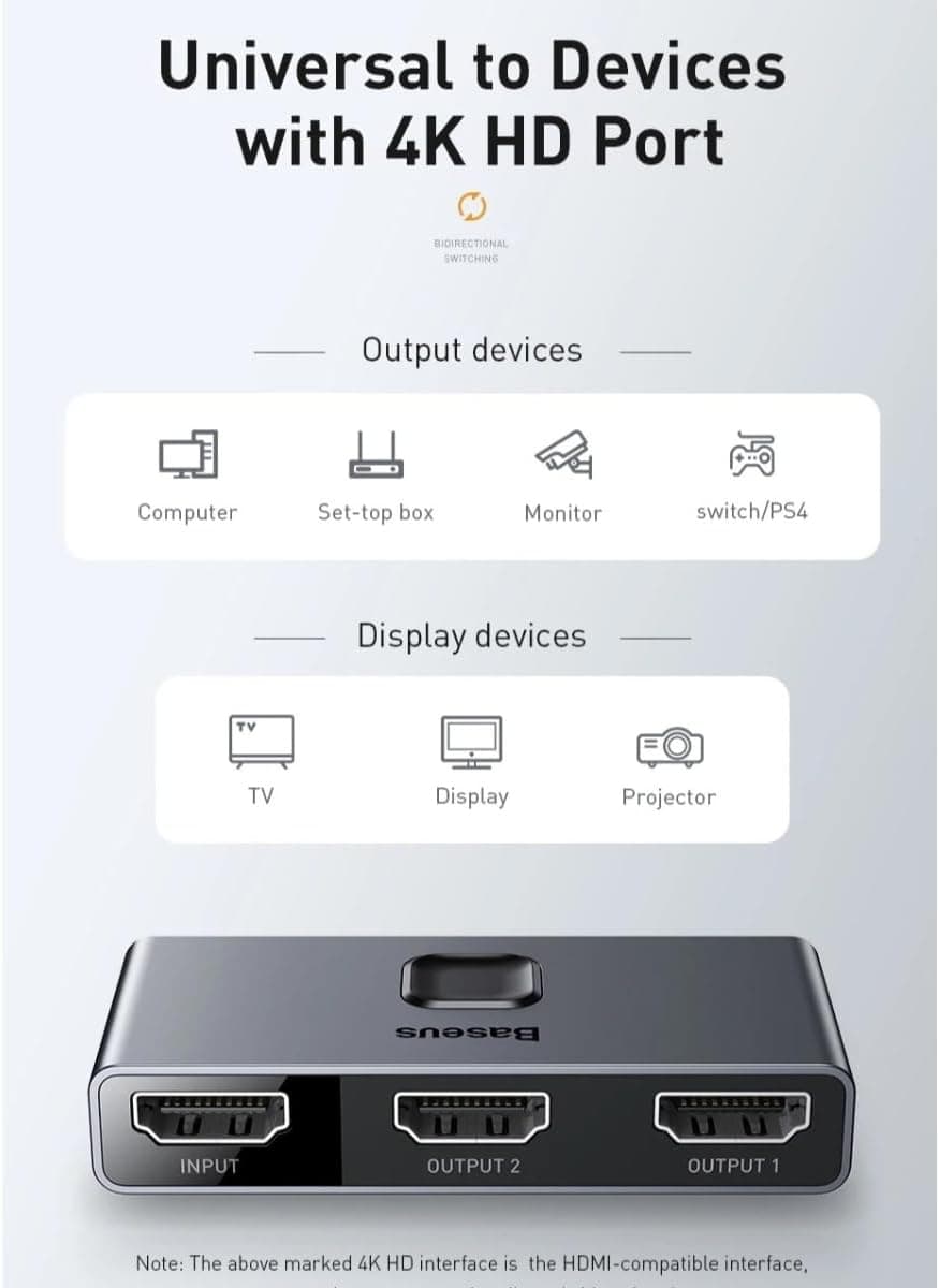 آداپتور هاب HDMI پسرانه Baseus Matrix 2 in 1 خاکستری تیره 4K 60Hz سفری آداپتور هاب HDMI پسرانه Baseus Matrix 2 in 1 خاکستری تیره 4K 60Hz سفری