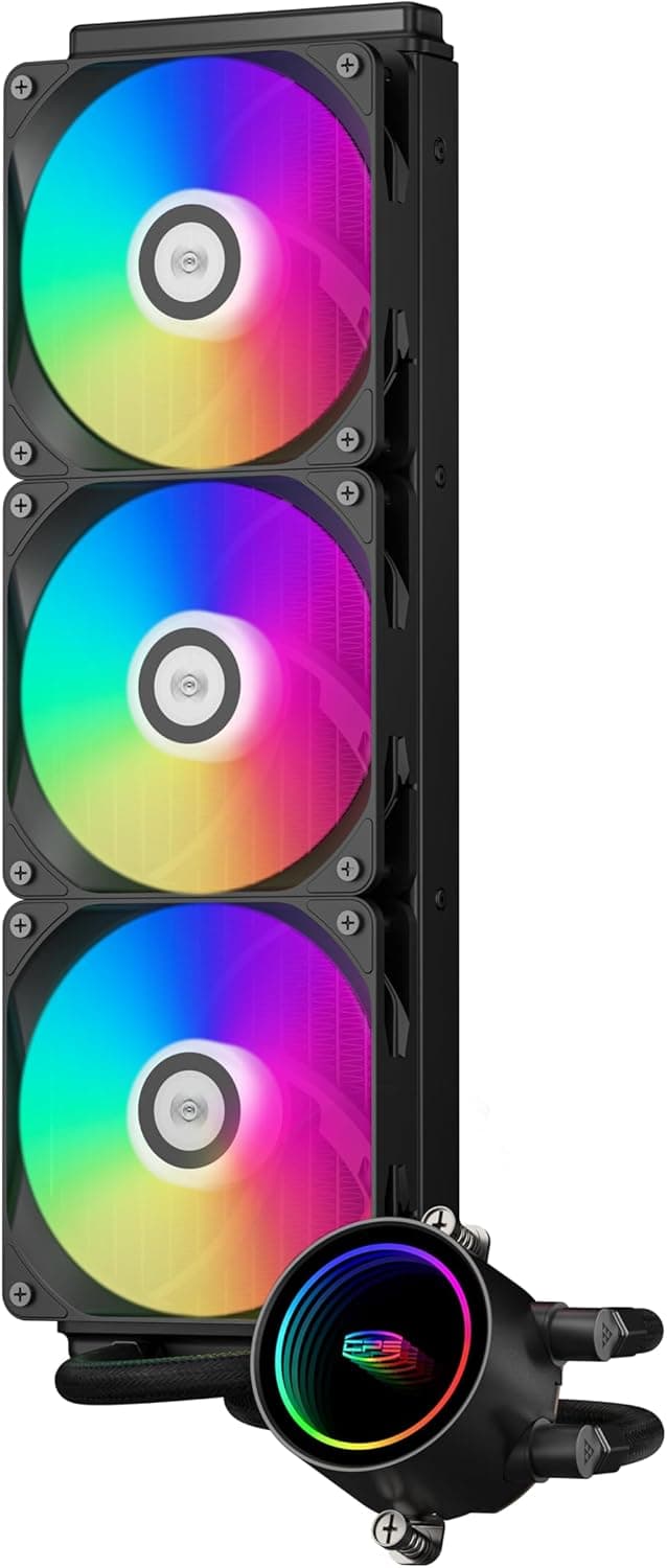 خنککننده مایع پردازنده PCCOOLER مشکی ARGB 360MM با فنهای بیصدای 120mm مدل CPS DA360 خنککننده مایع پردازنده PCCOOLER مشکی ARGB 360MM با فنهای بیصدای 120mm مدل CPS DA360