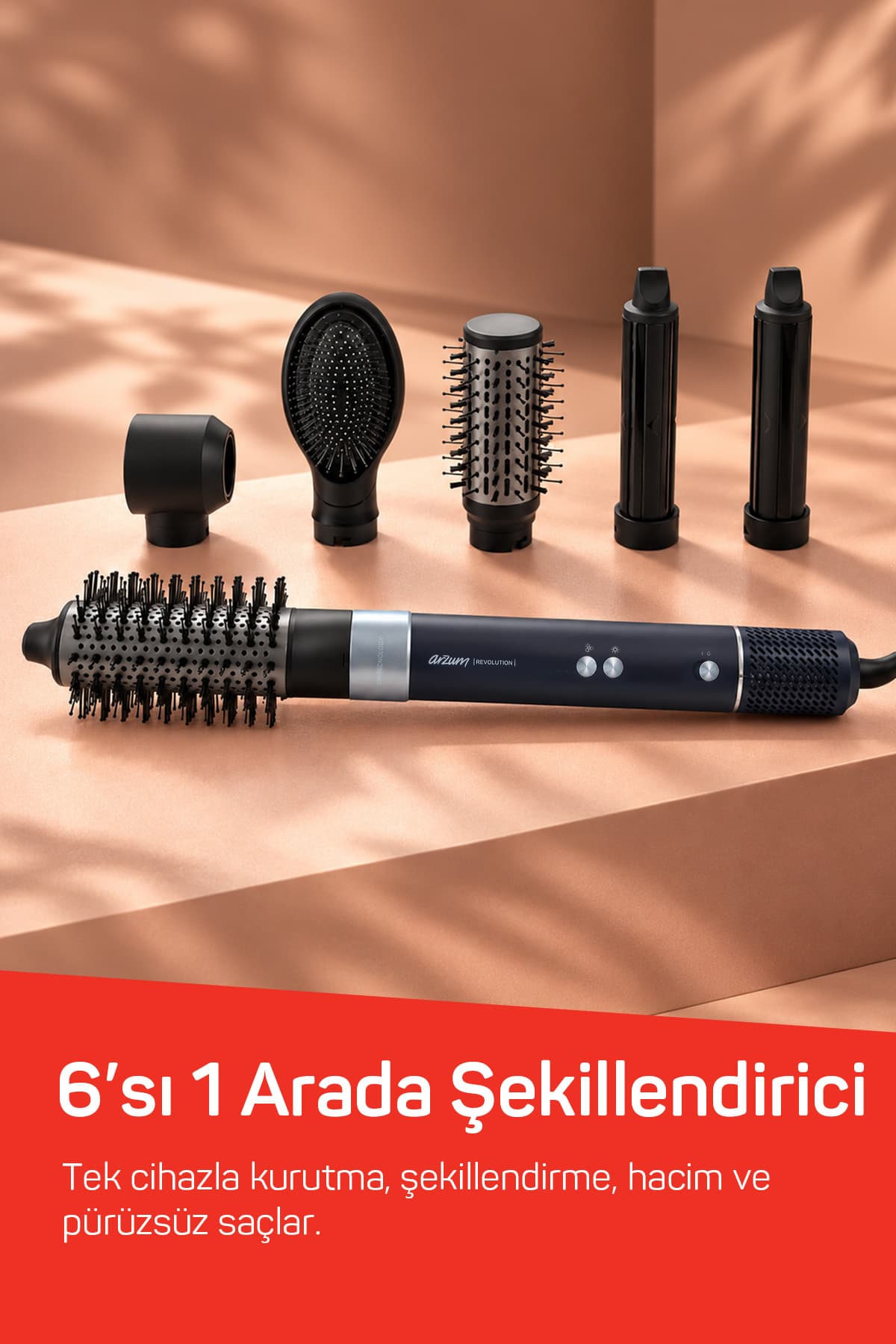 شکلدهنده مو Arzum Revolution مدل AR5166 با ۶ سر ۱۵۰۰ وات مشکی شکلدهنده مو Arzum Revolution مدل AR5166 با ۶ سر ۱۵۰۰ وات مشکی