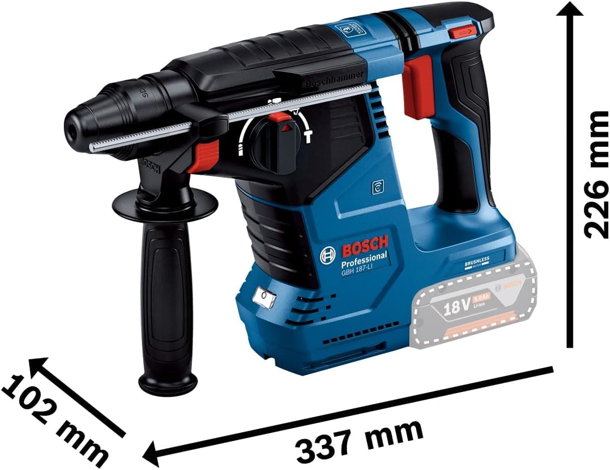 دریل چکشی شارژی Bosch Professional مدل GBH 187-LI 18 Volt با باتری 1x5,0 Ah دریل چکشی شارژی Bosch Professional مدل GBH 187-LI 18 Volt با باتری 1x5,0 Ah