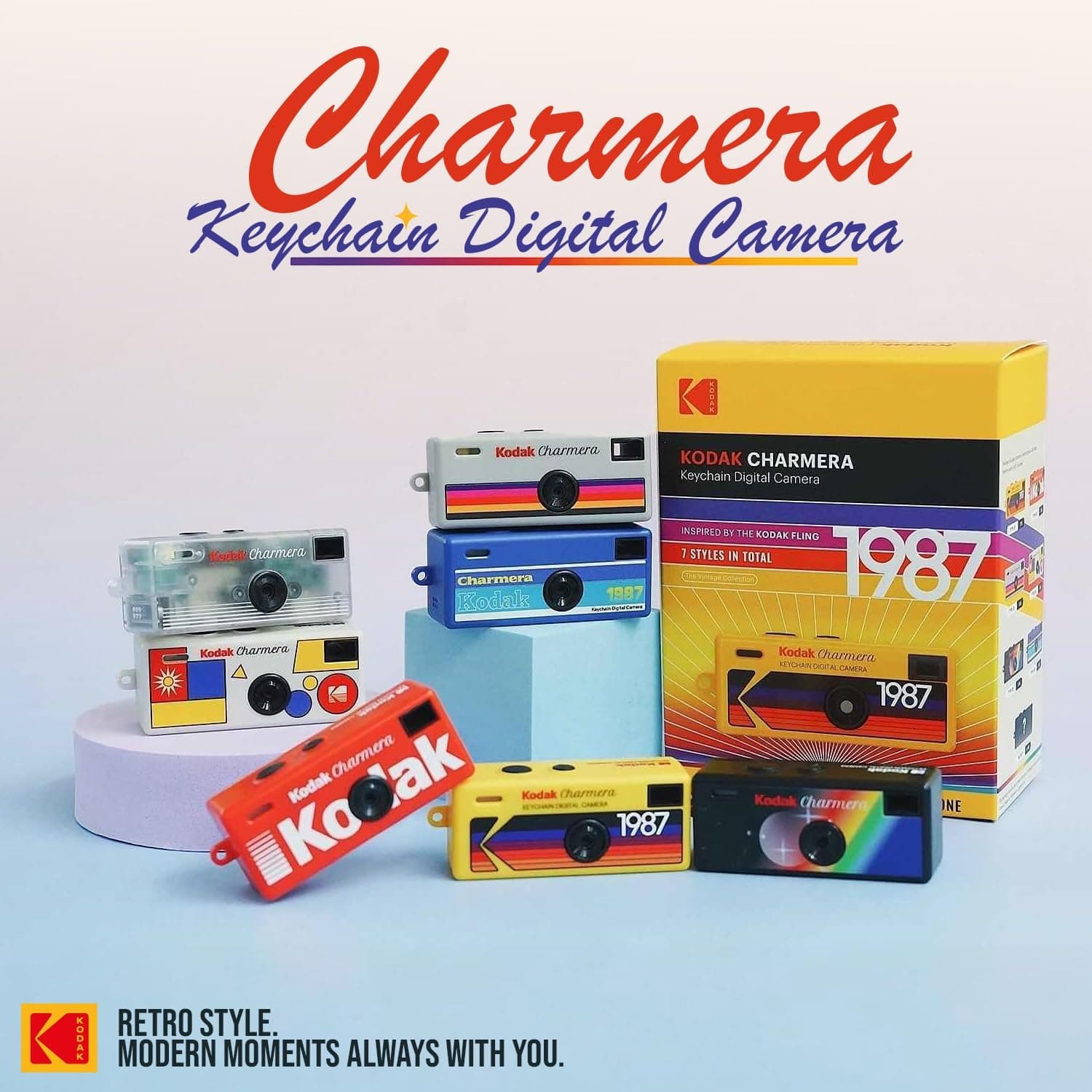 دوربین دیجیتال جاکلیدی KODAK Charmera با کارت حافظه 32 GB، کارتخوان و کیف، مجموعه 4 تکه دوربین دیجیتال جاکلیدی KODAK Charmera با کارت حافظه 32 GB، کارتخوان و کیف، مجموعه 4 تکه