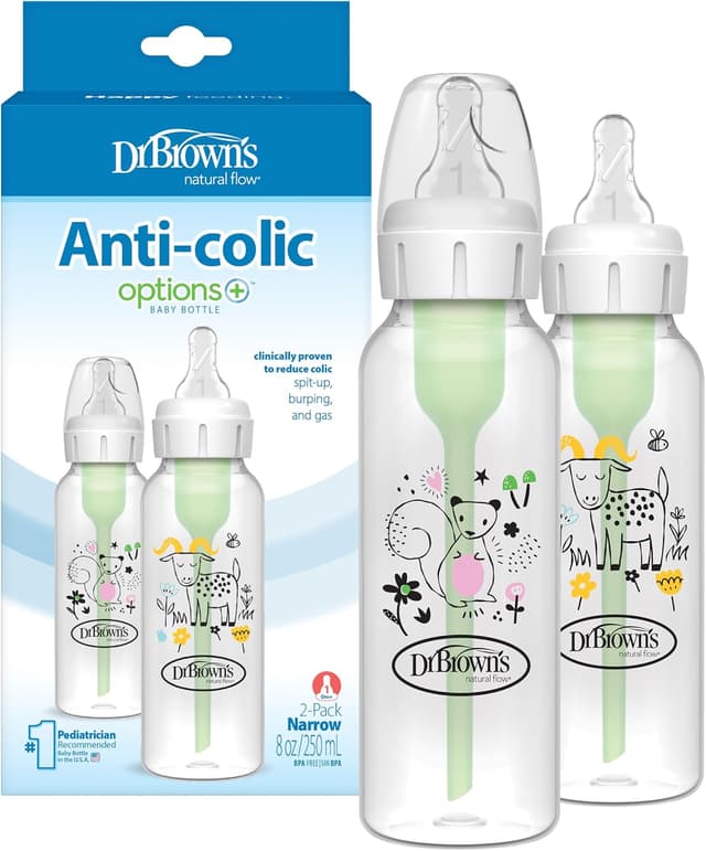 شیشه شیر Dr. Brown's Natural Flow Anti-Colic Options+ جریان آهسته بدون BPA 250mL 2-Pack شیشه شیر Dr. Brown's Natural Flow Anti-Colic Options+ جریان آهسته بدون BPA 250mL 2-Pack