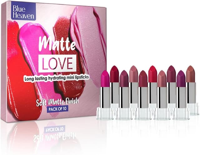 رژ لب مینی زنانه Blue Heaven Matte Love بسته 10 عددی 13g رژ لب مینی زنانه Blue Heaven Matte Love بسته 10 عددی 13g
