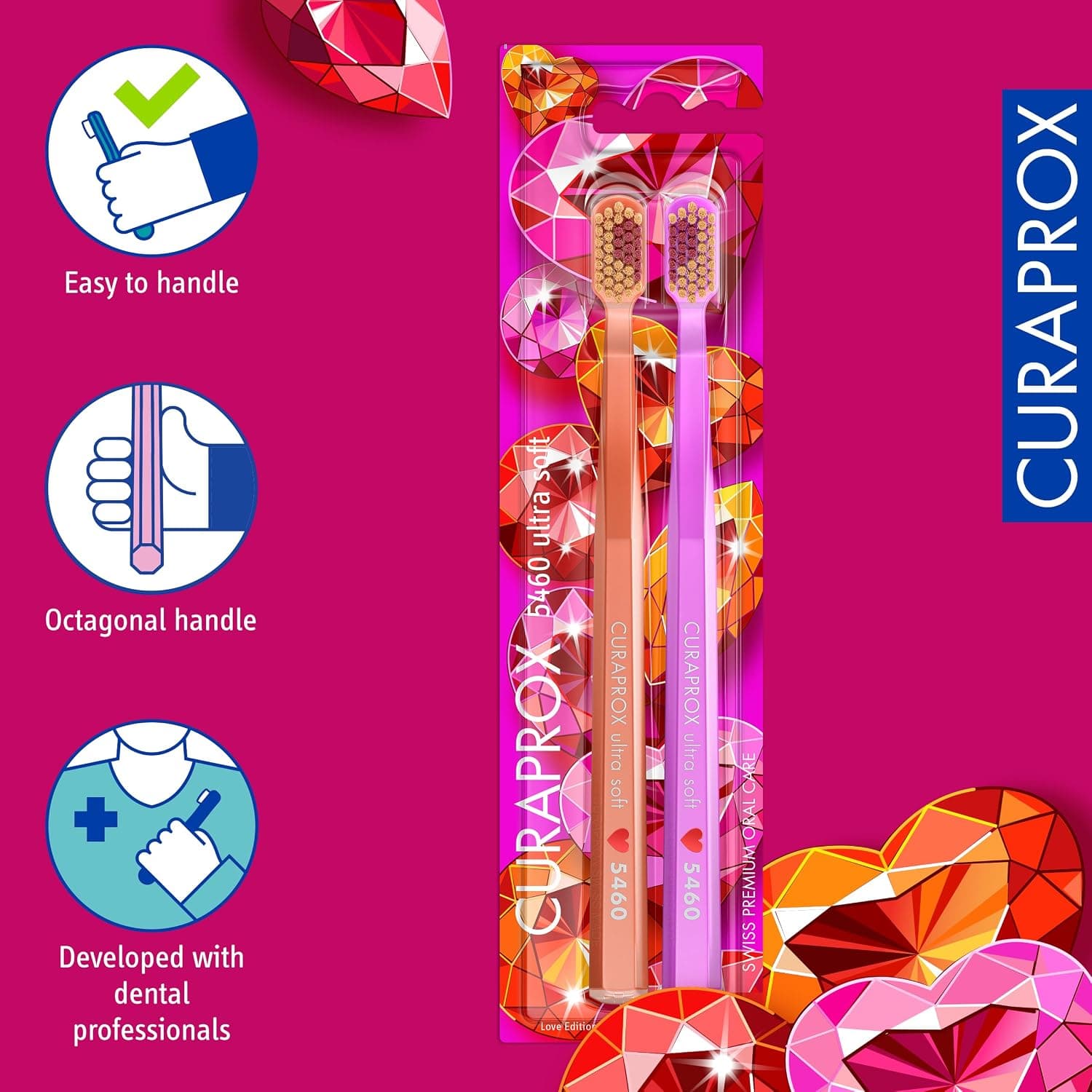 مسواک CURAPROX بسته 2 تایی Love Edition مدل Cs 5460 مسواک CURAPROX بسته 2 تایی Love Edition مدل Cs 5460