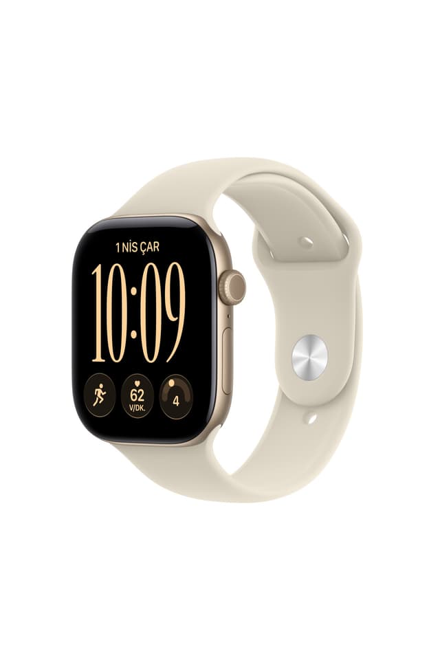 ساعت هوشمند Apple Watch Series 12 GPS با بدنه آلومینیومی 46mm طلایی روشن و بند ورزشی بژ شنی S/M ساعت هوشمند Apple Watch Series 12 GPS با بدنه آلومینیومی 46mm طلایی روشن و بند ورزشی بژ شنی S/M